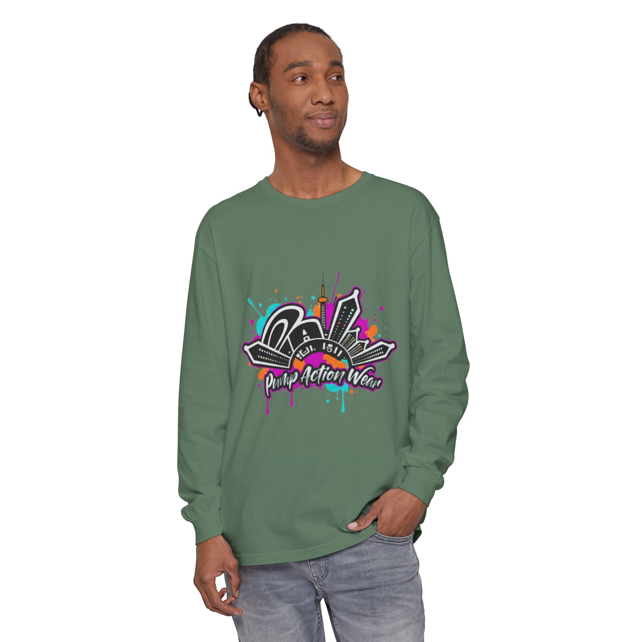 Graffiti Skyline Long Sleeve T-Shirt — "Pump Action Wear" Streetwear Tee - Image 51