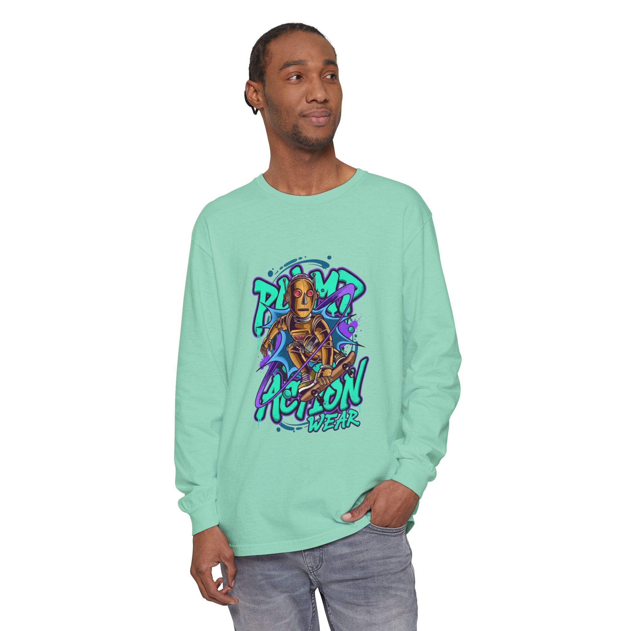 Retro Robot Graffiti Long Sleeve Tee - Image 43