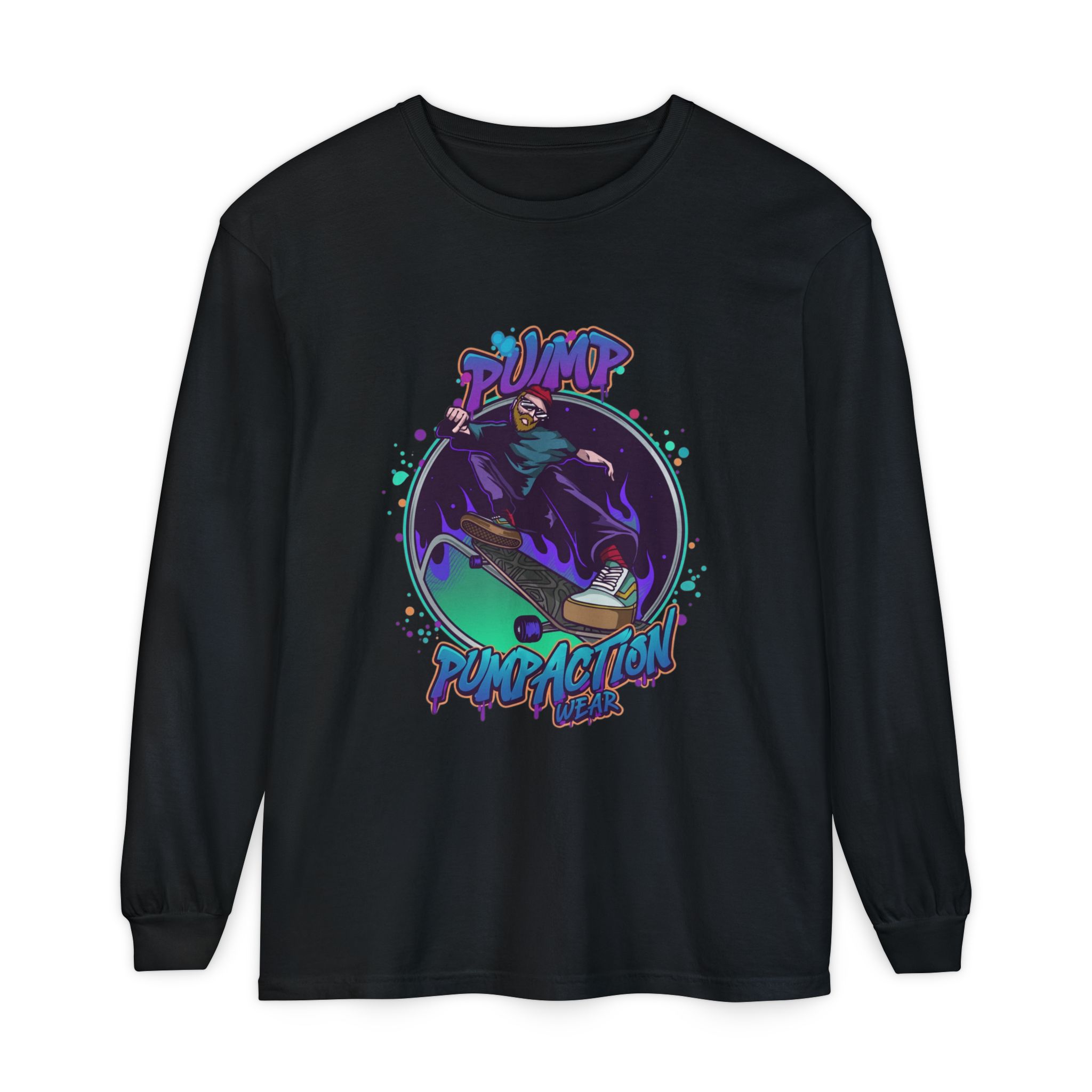Pump Action Skateboard Long Sleeve Tee – Pump Action Graphic Shirt - Image 57
