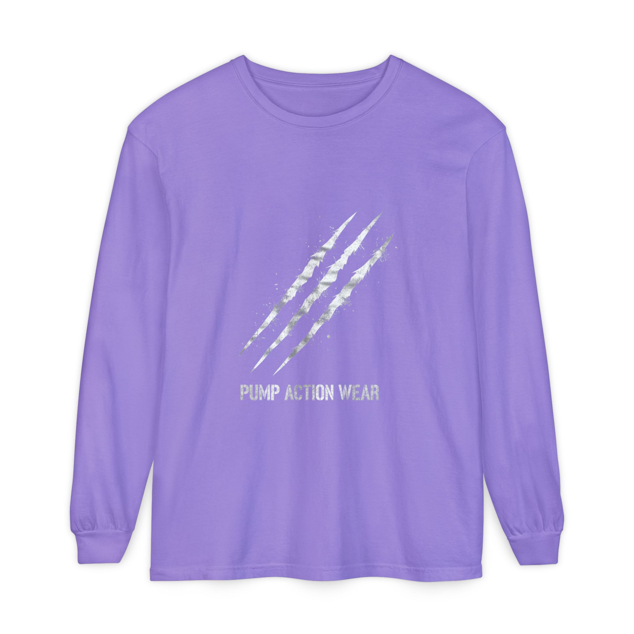 Garment-Dyed Long Sleeve Tee — 'Pure Action Wear' Distressed Claw Graphic - Image 61