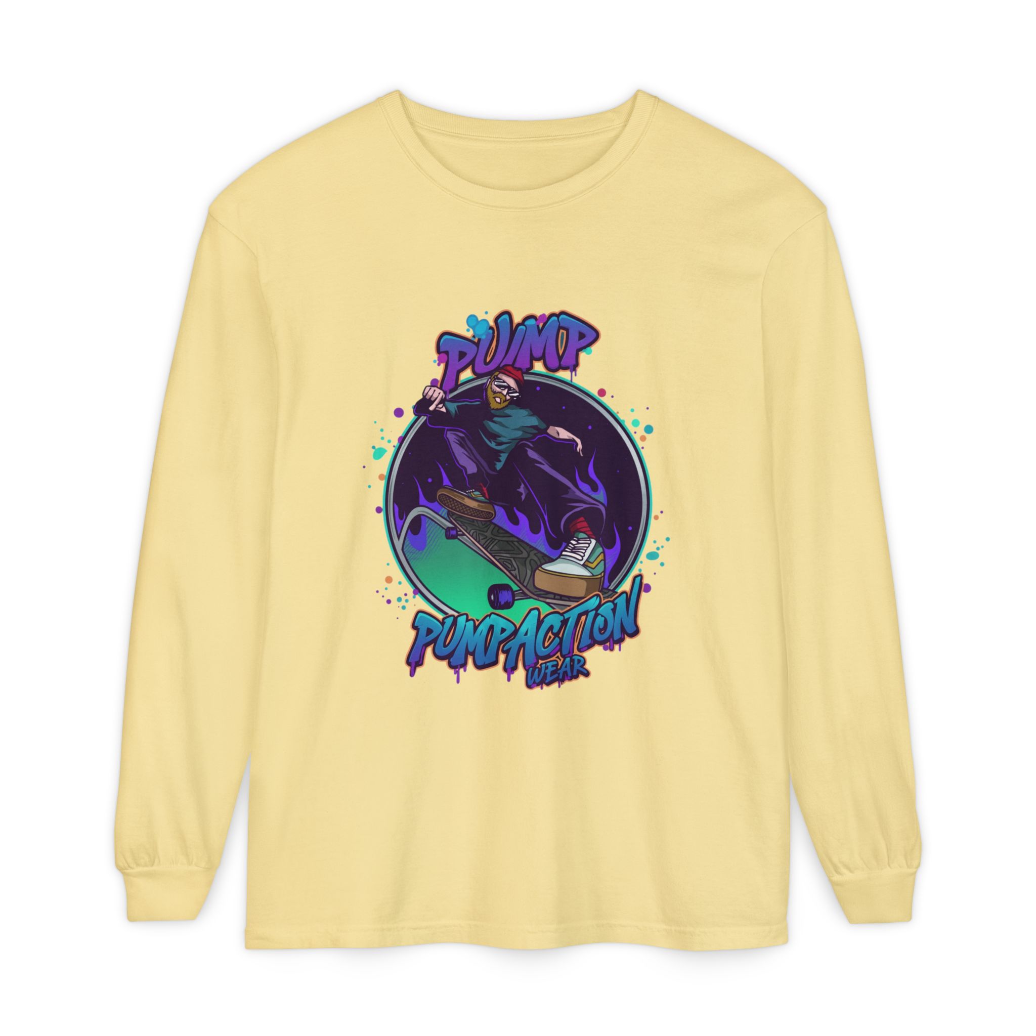 Pump Action Skateboard Long Sleeve Tee – Pump Action Graphic Shirt - Image 25
