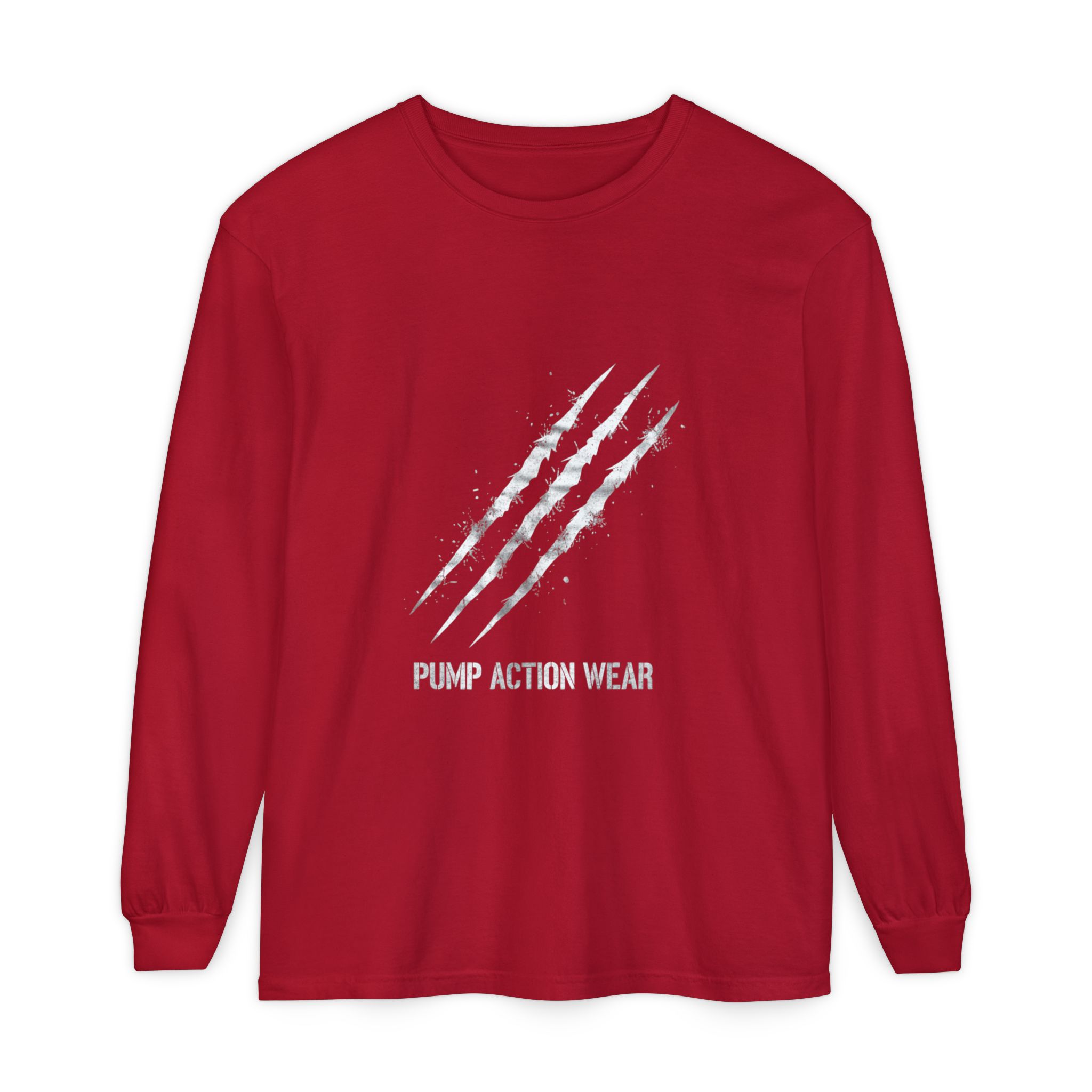 Garment-Dyed Long Sleeve Tee — 'Pure Action Wear' Distressed Claw Graphic - Image 65