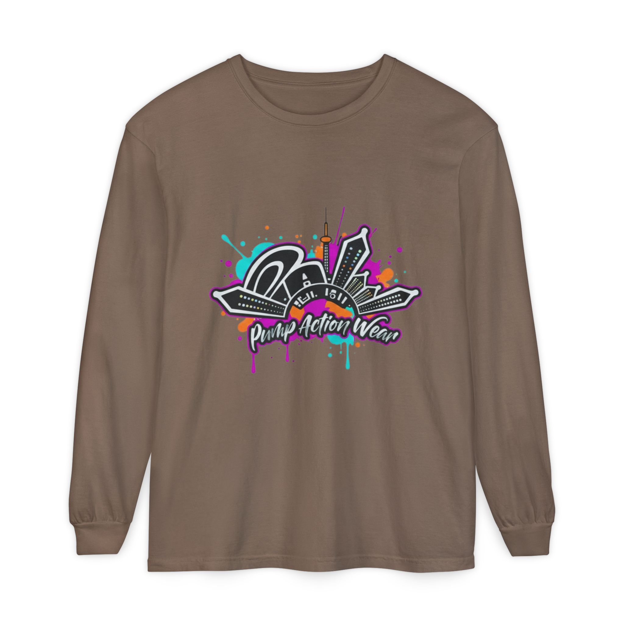 Graffiti Skyline Long Sleeve T-Shirt — "Pump Action Wear" Streetwear Tee - Image 25