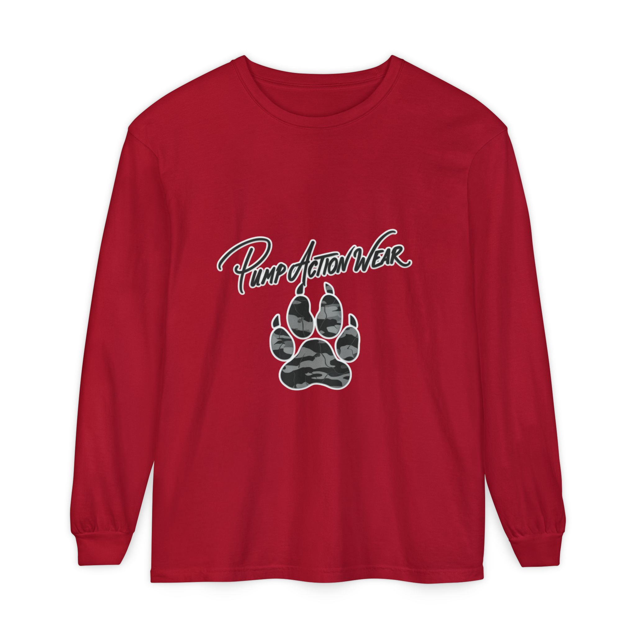 Long Sleeve T-Shirt — "Pump Action Wear" Paw Print Graphic - Image 65