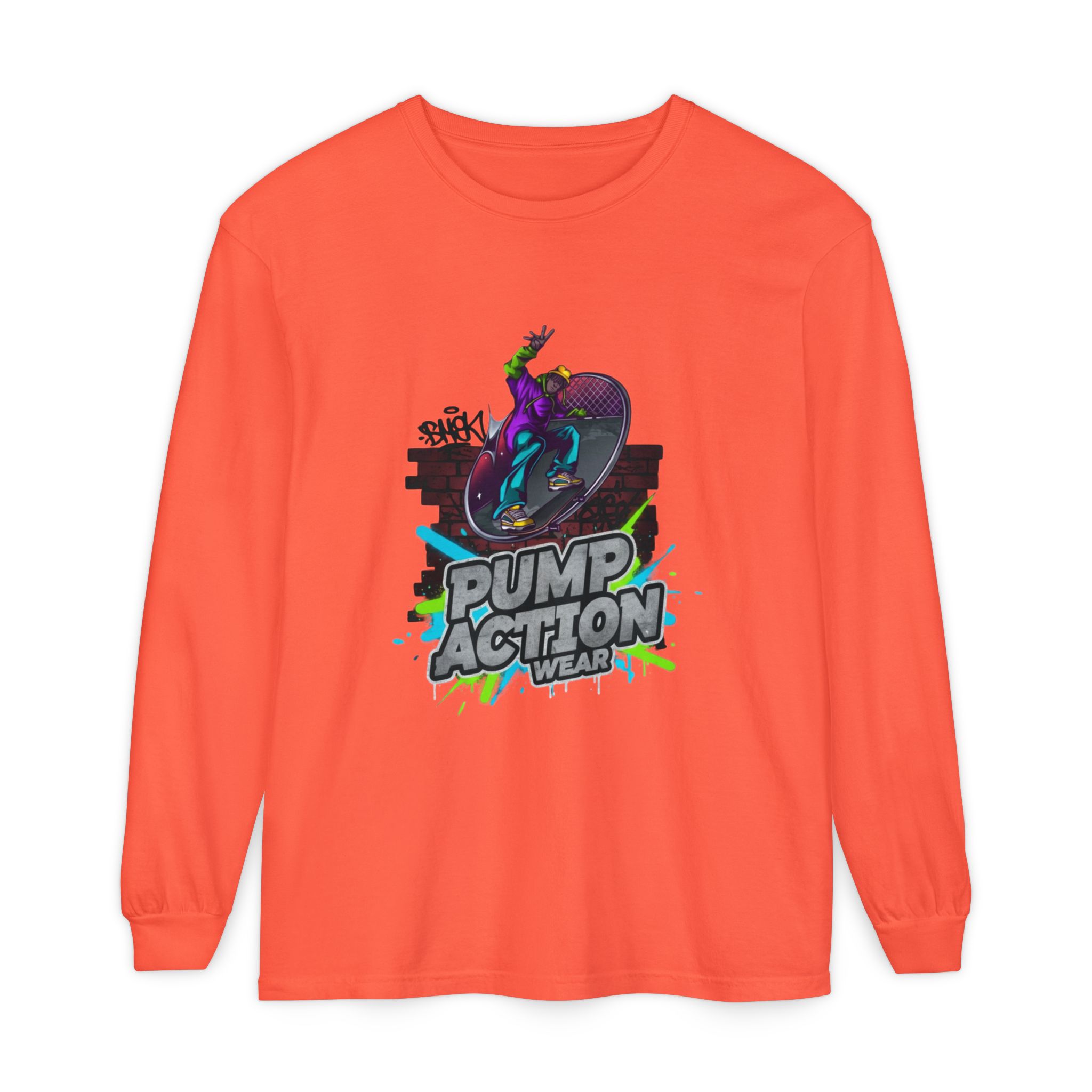 Pump Action Skateboard Long Sleeve Tee — Neon Skate Graphic - Image 9