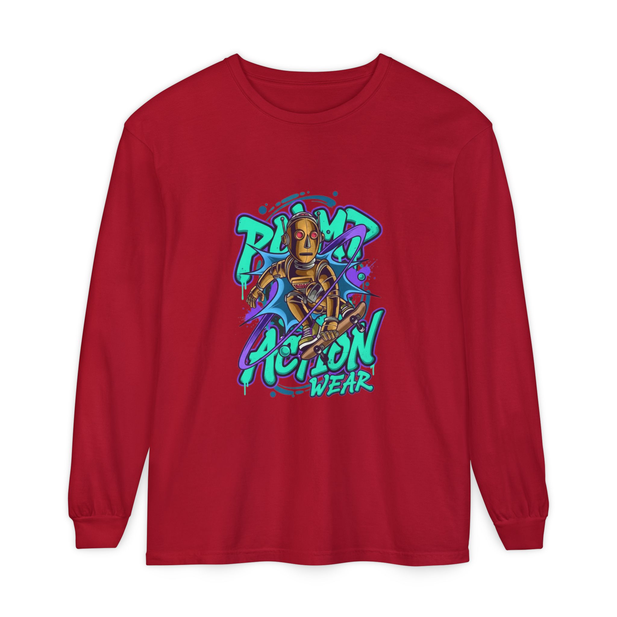Retro Robot Graffiti Long Sleeve Tee - Image 65