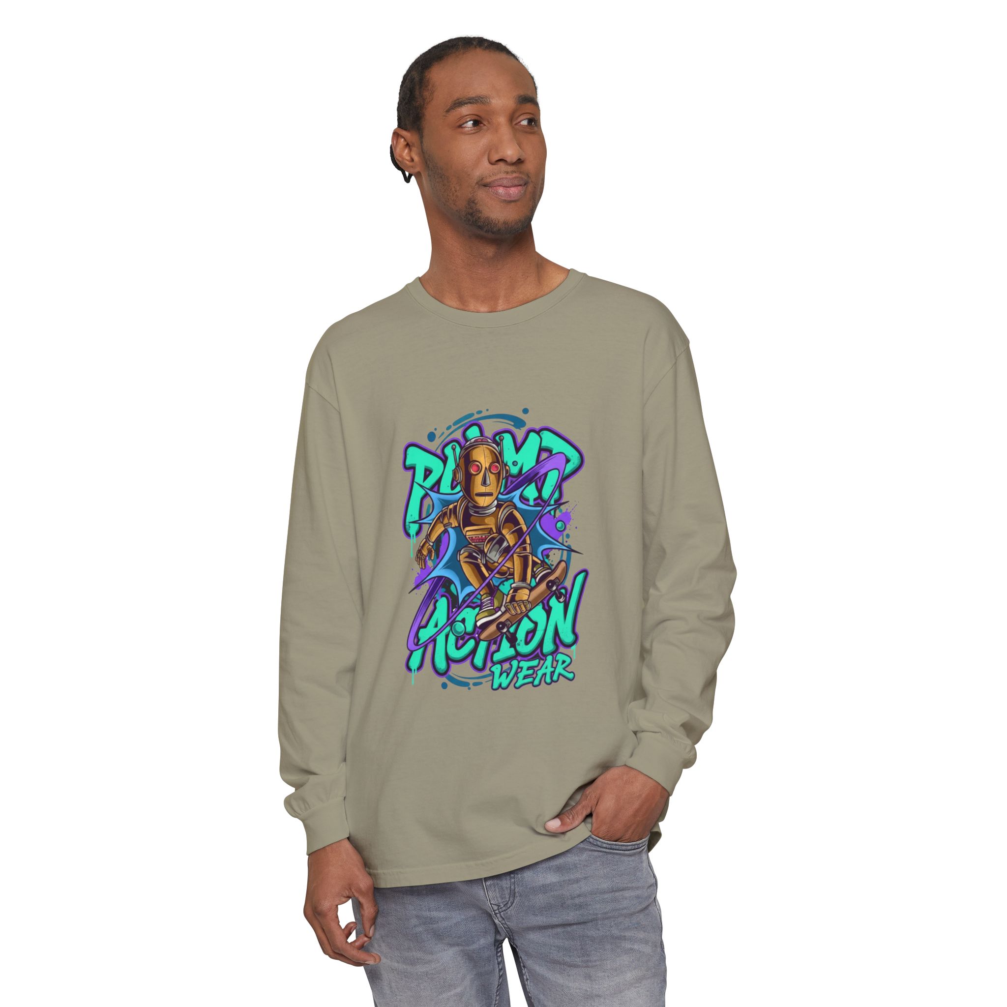 Retro Robot Graffiti Long Sleeve Tee - Image 27