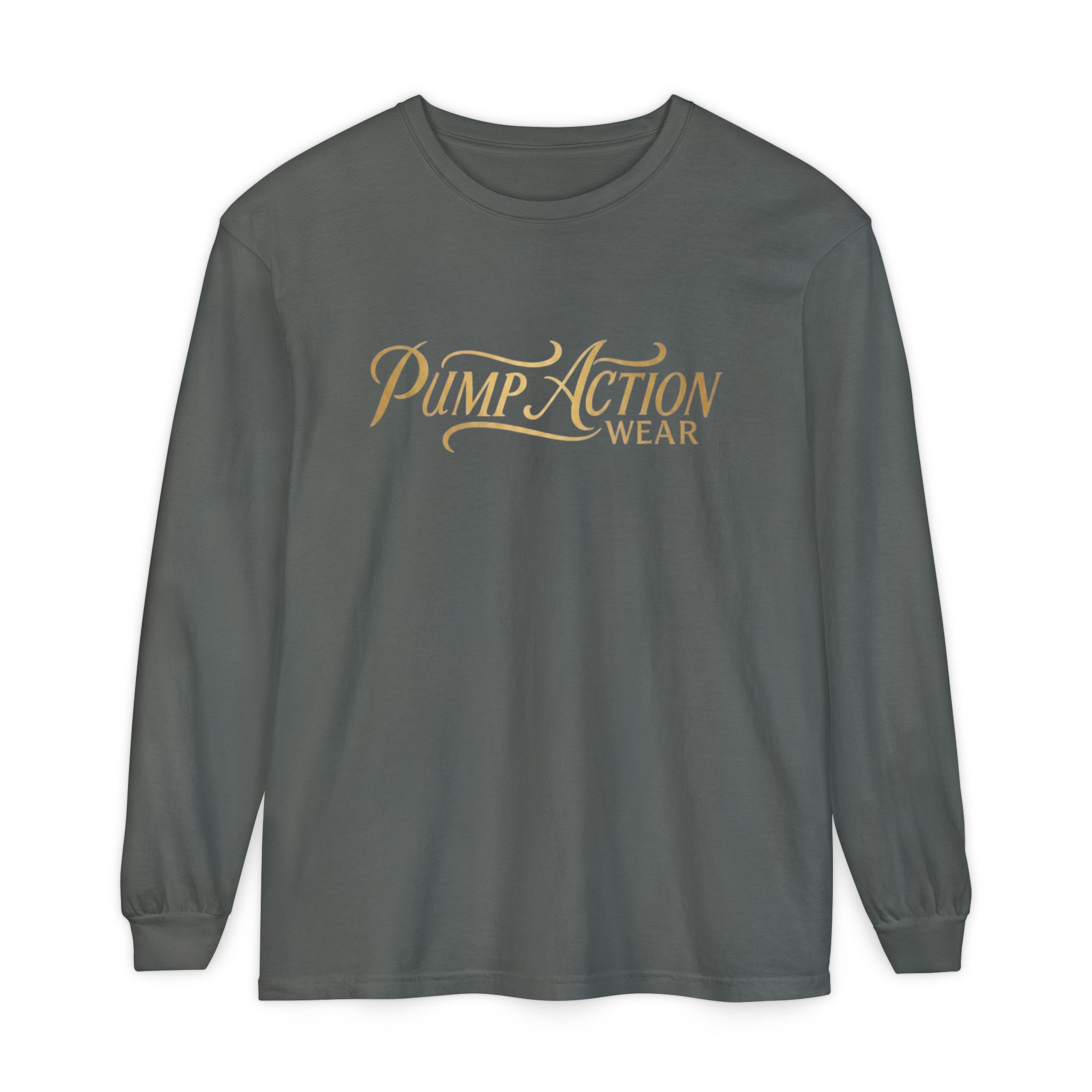 Pump Action Wear Long Sleeve Tee — Script Logo Graphic Shirt - Image 37