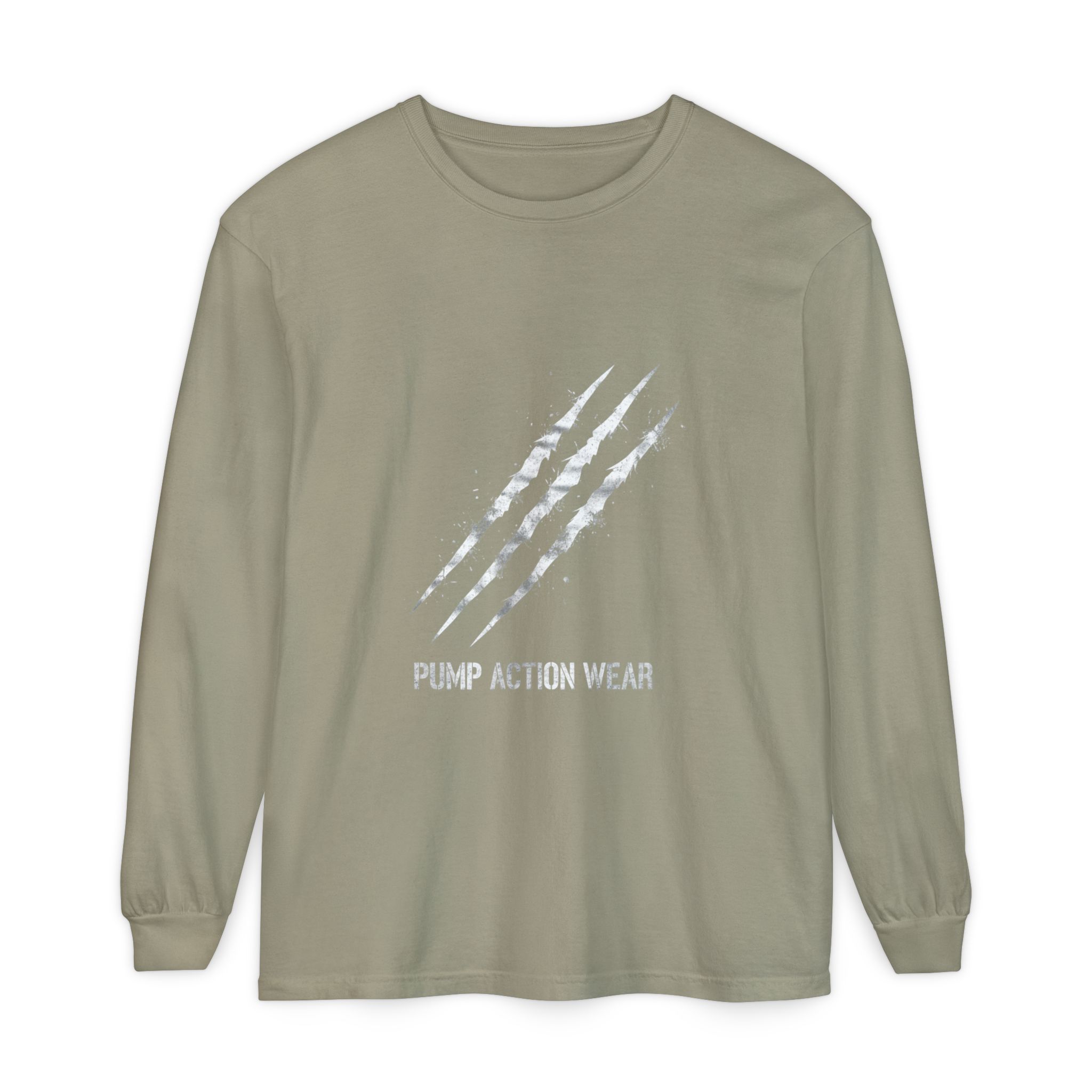 Garment-Dyed Long Sleeve Tee — 'Pure Action Wear' Distressed Claw Graphic - Image 29