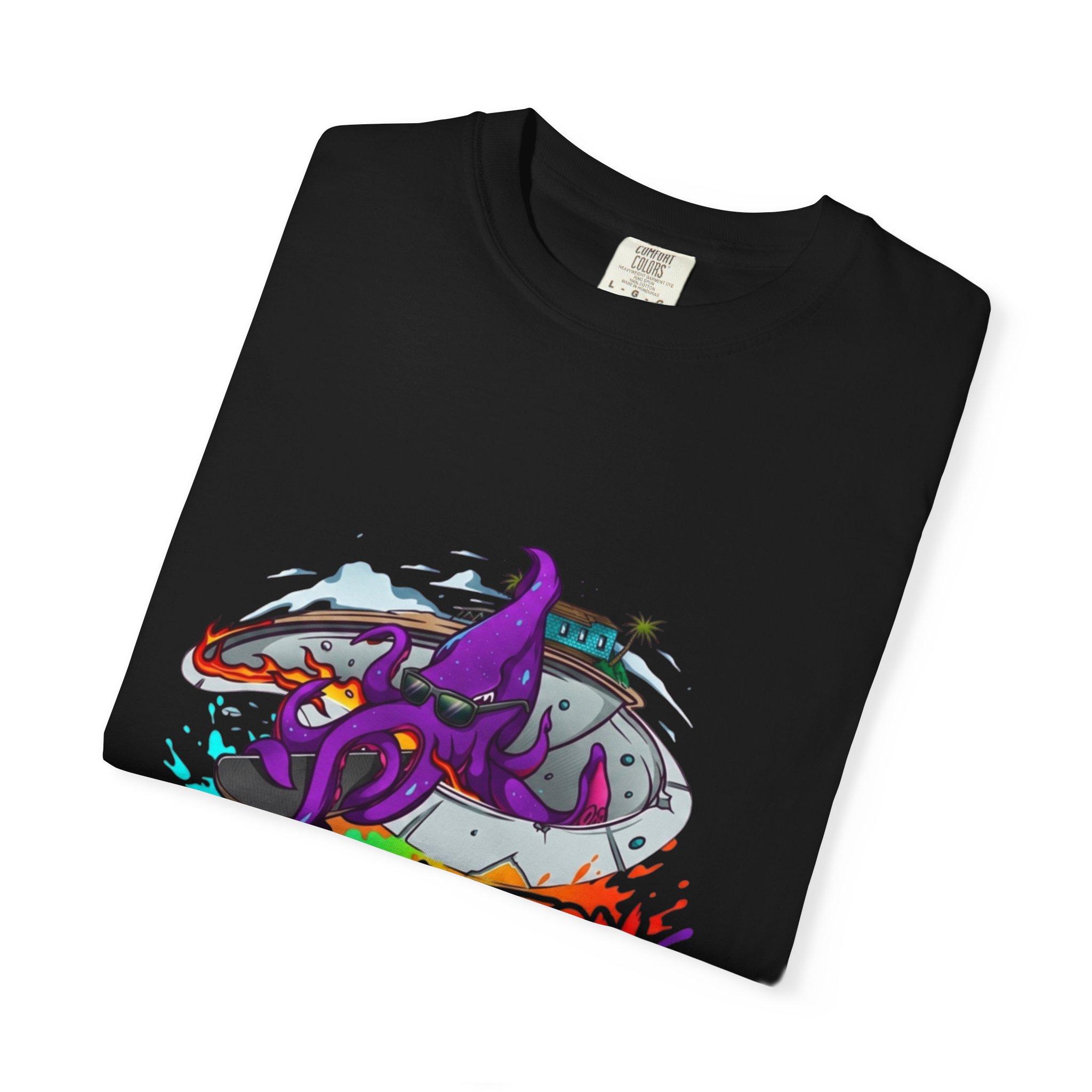 Octopus Graffiti T-Shirt — "Punk Action" Colorful Street Art Tee - Image 47