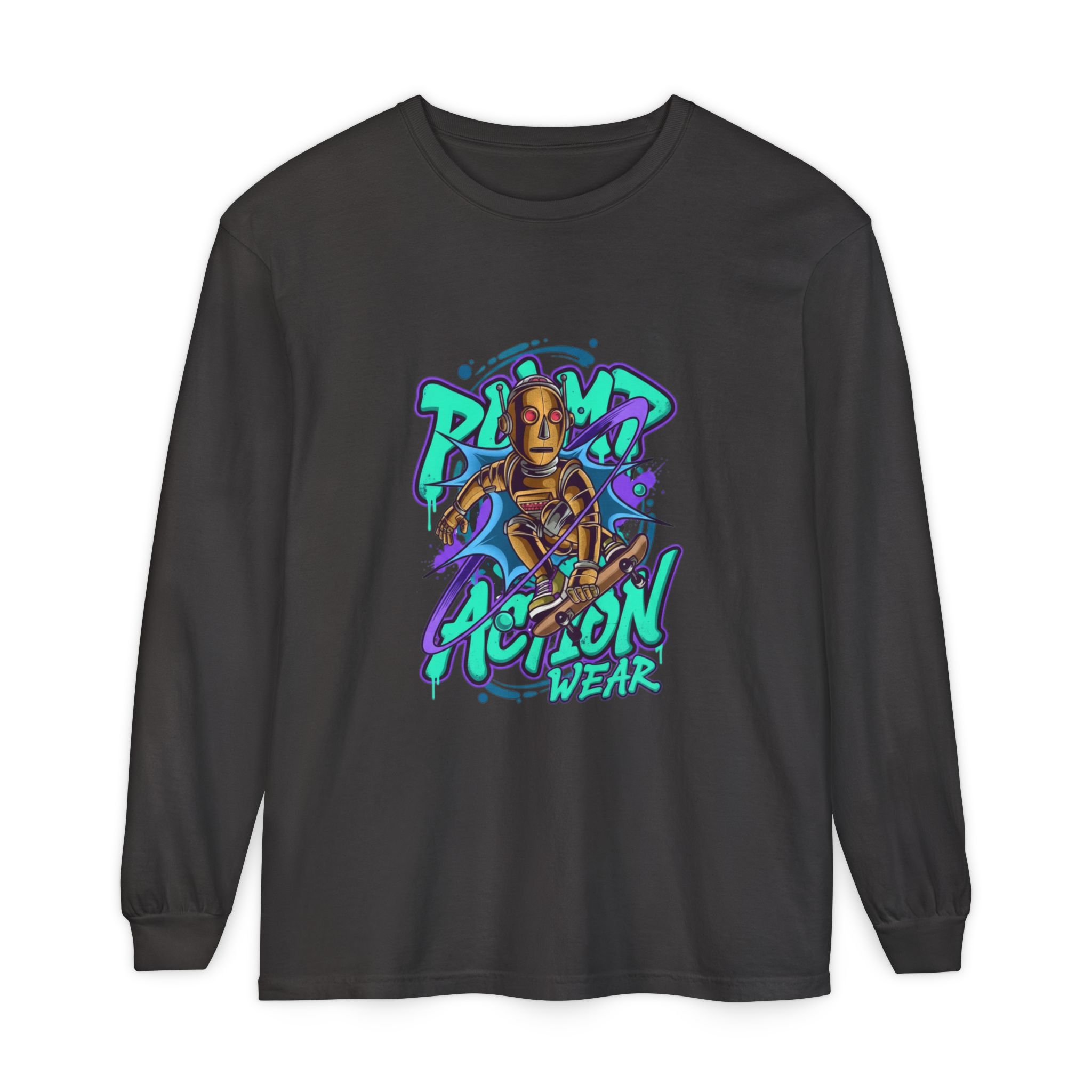 Retro Robot Graffiti Long Sleeve Tee - Image 57