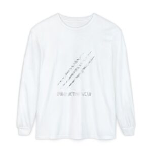 Garment-Dyed Long Sleeve Tee — 'Pure Action Wear' Distressed Claw Graphic
