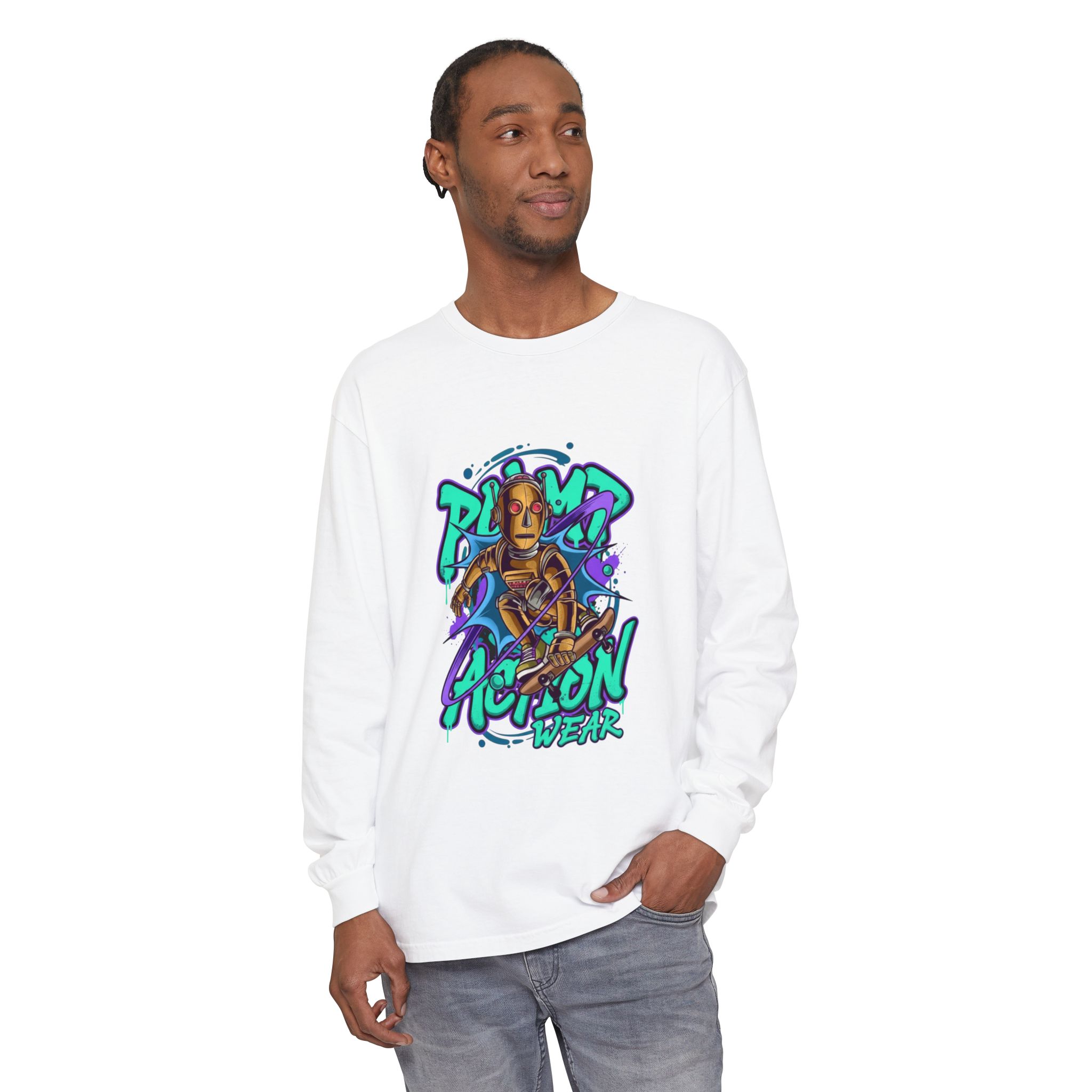 Retro Robot Graffiti Long Sleeve Tee - Image 3