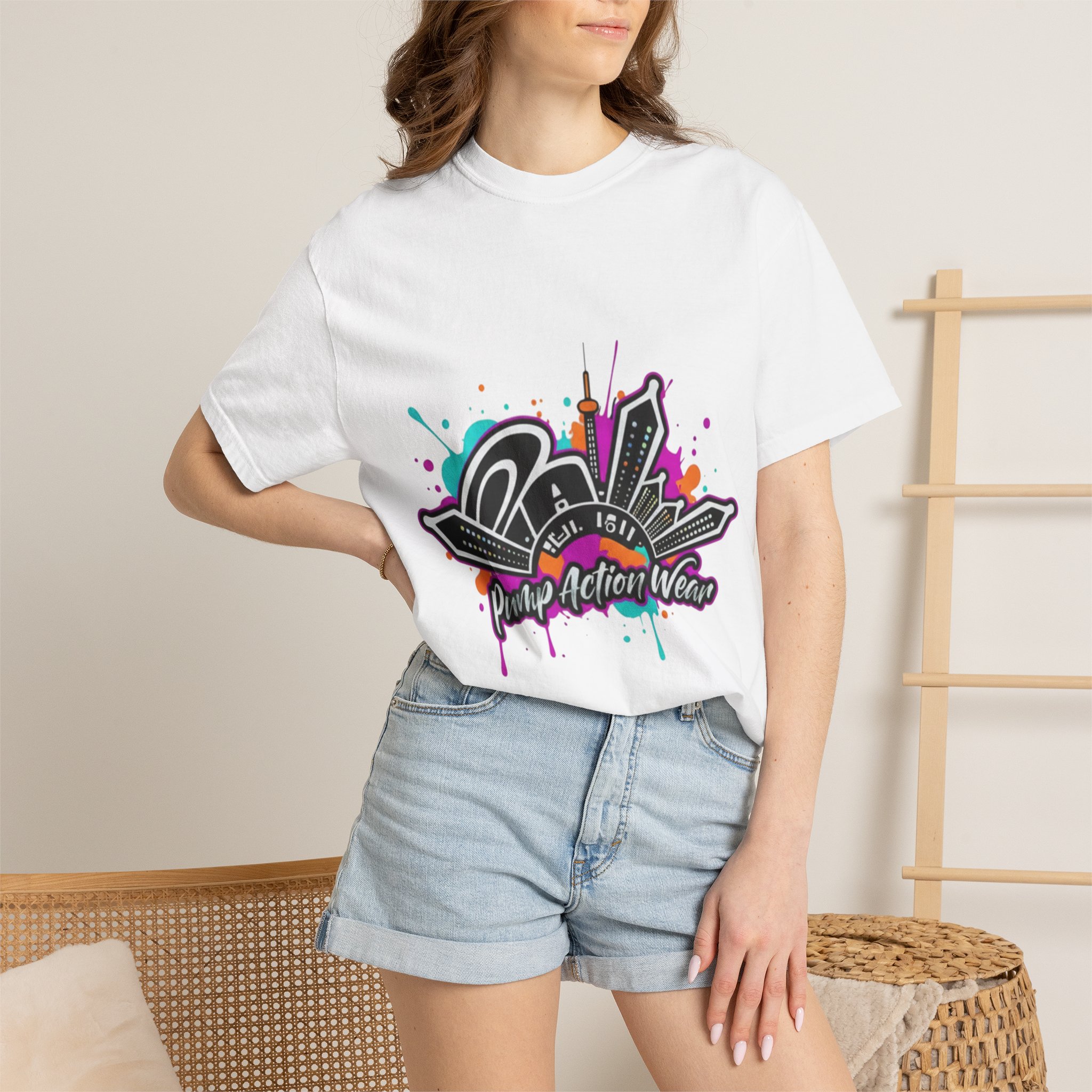 Graffiti Cityscape T-Shirt — Punk Action Wear Graphic Tee - Image 4