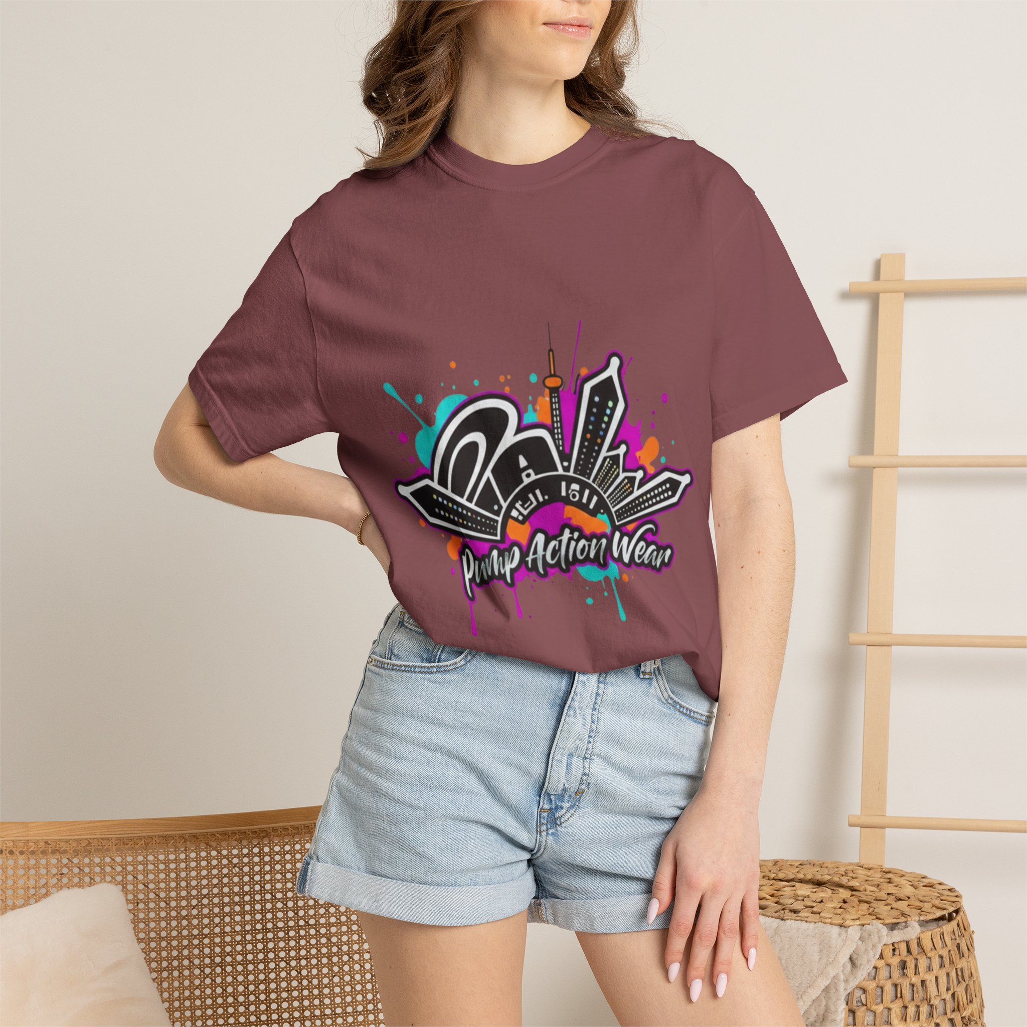 Graffiti Cityscape T-Shirt — Punk Action Wear Graphic Tee - Image 8
