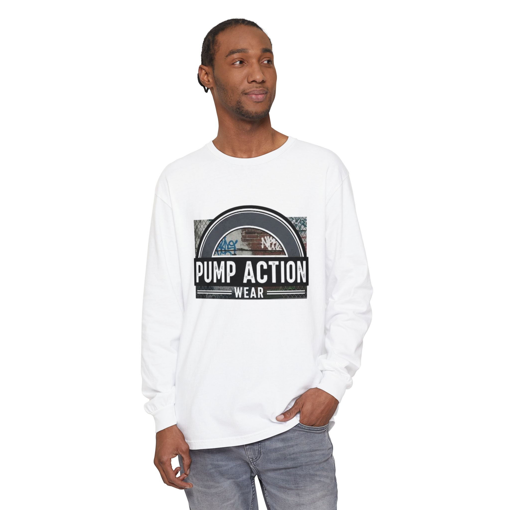 Pump Action Wear Long Sleeve Tee — Vintage Fuel Pump Logo Shirt - Image 3