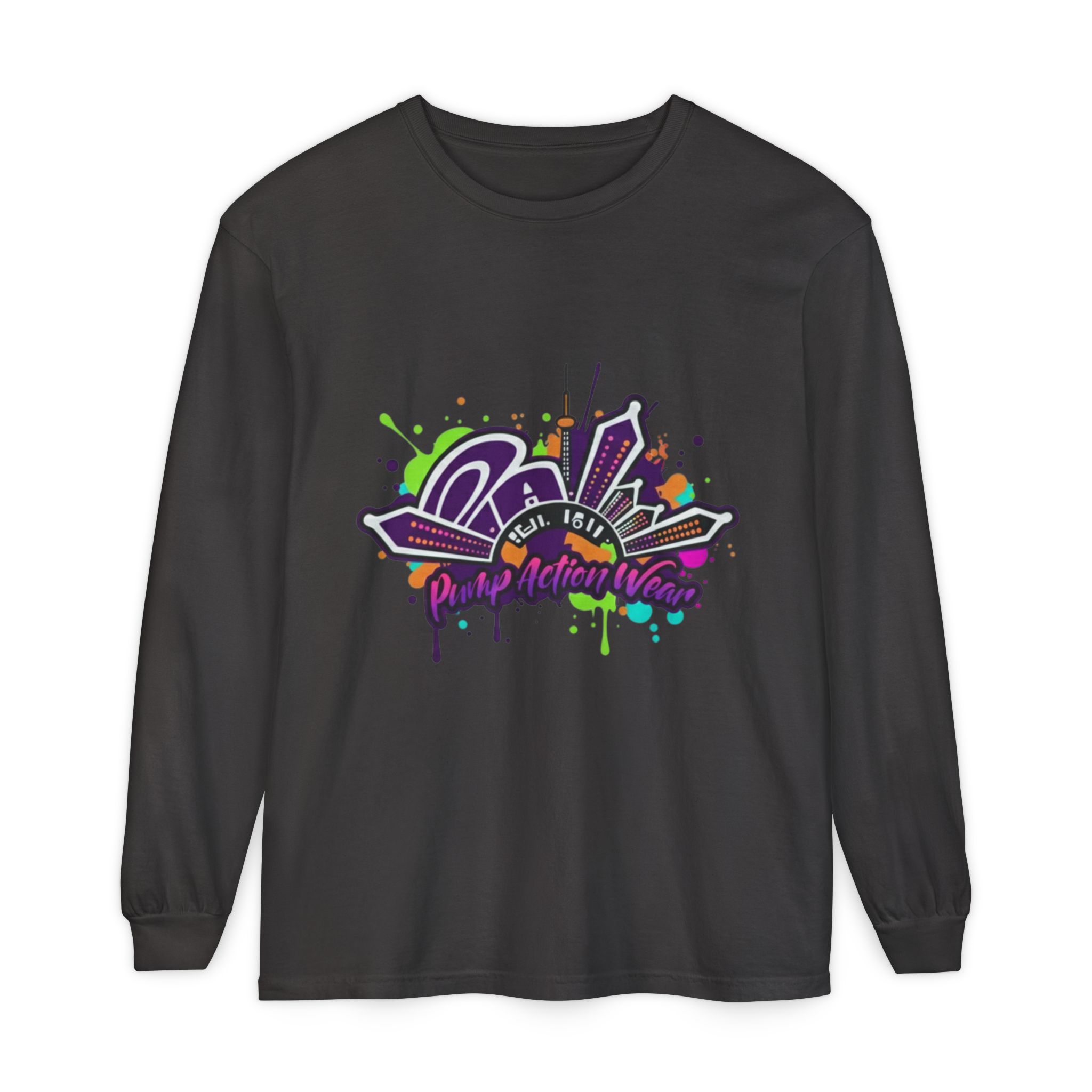 Long Sleeve T-Shirt — Colorful Urban Graffiti Skyline "One Day At A Time" - Image 53