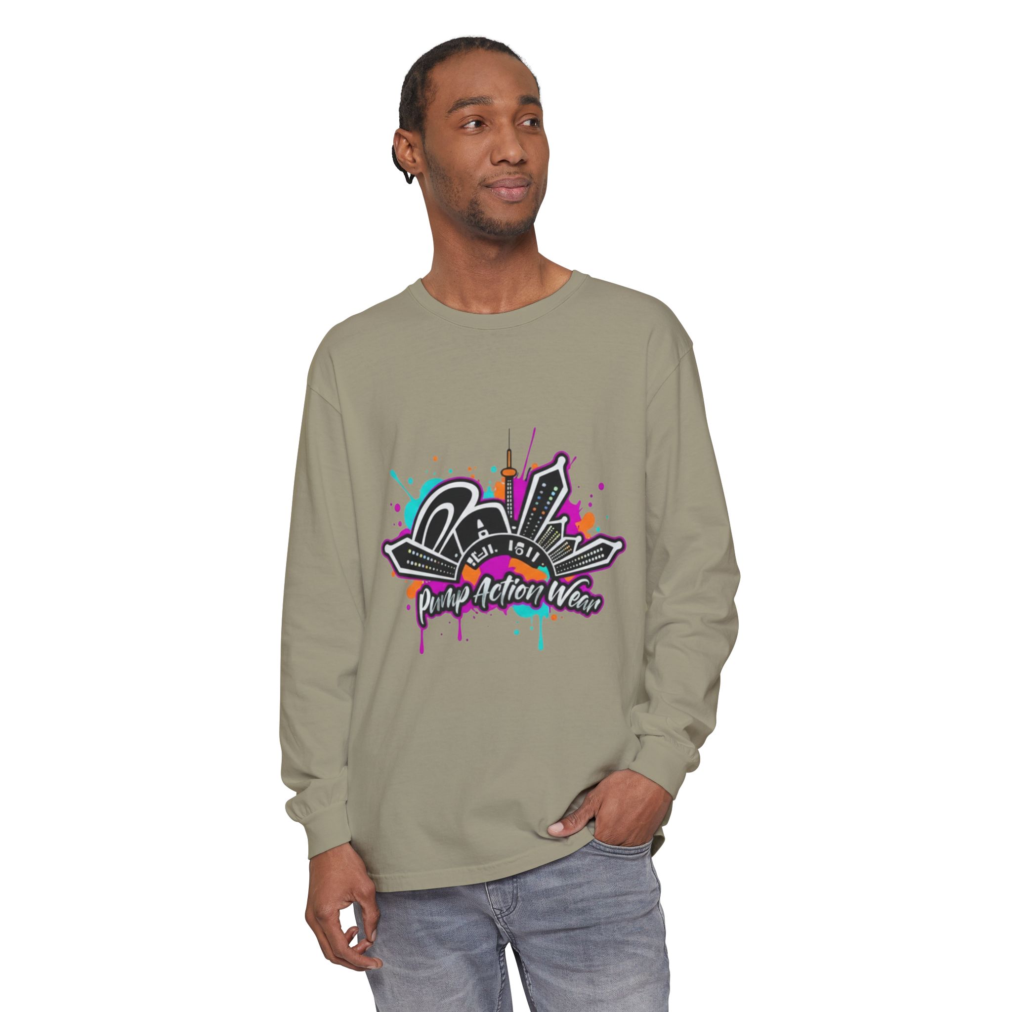 Graffiti Skyline Long Sleeve T-Shirt — "Pump Action Wear" Streetwear Tee - Image 35