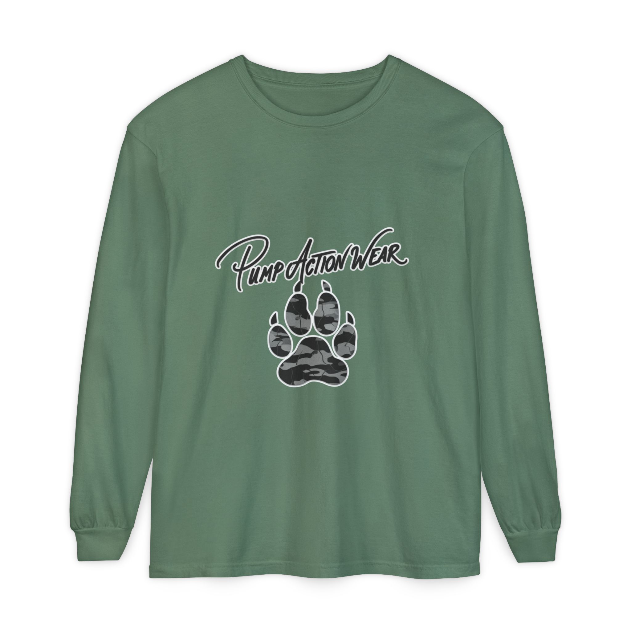 Long Sleeve T-Shirt — "Pump Action Wear" Paw Print Graphic - Image 49