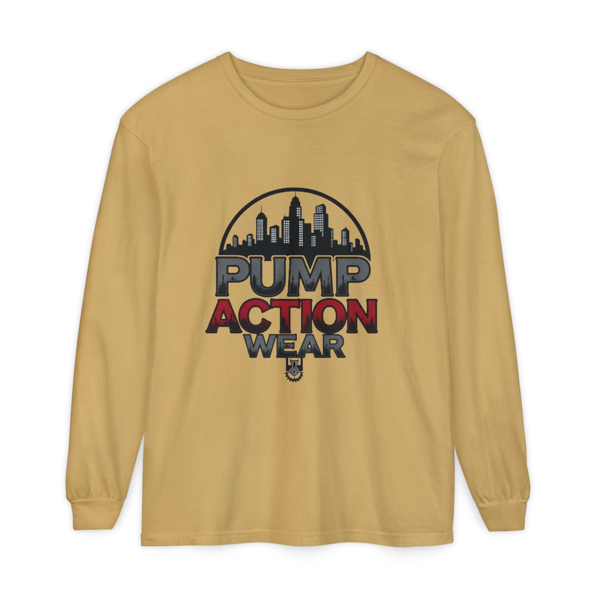 Pump Action Wear Long Sleeve Tee – Urban Skyline Graphic - Image 21