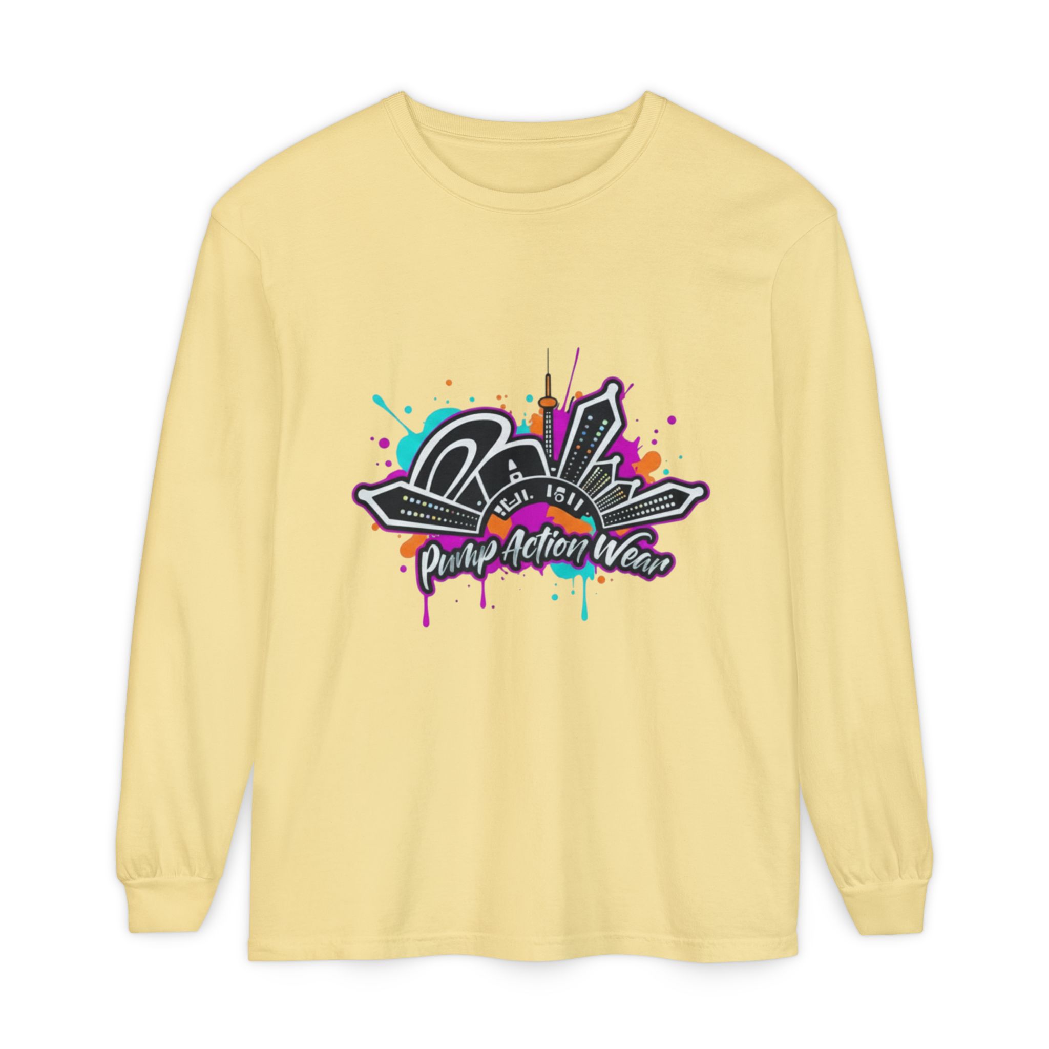 Graffiti Skyline Long Sleeve T-Shirt — "Pump Action Wear" Streetwear Tee - Image 29