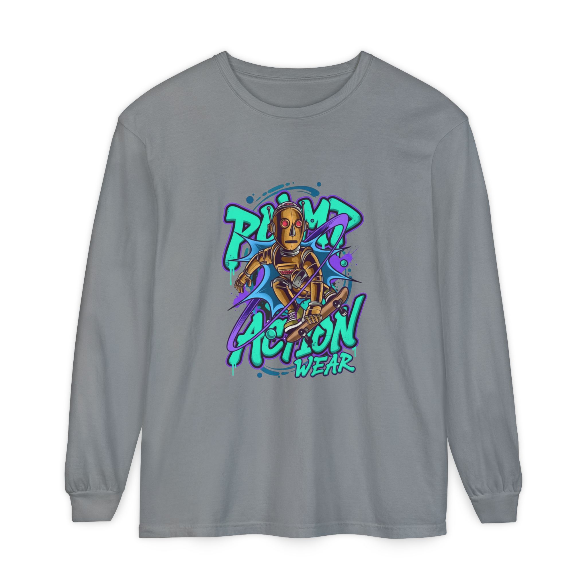 Retro Robot Graffiti Long Sleeve Tee - Image 33