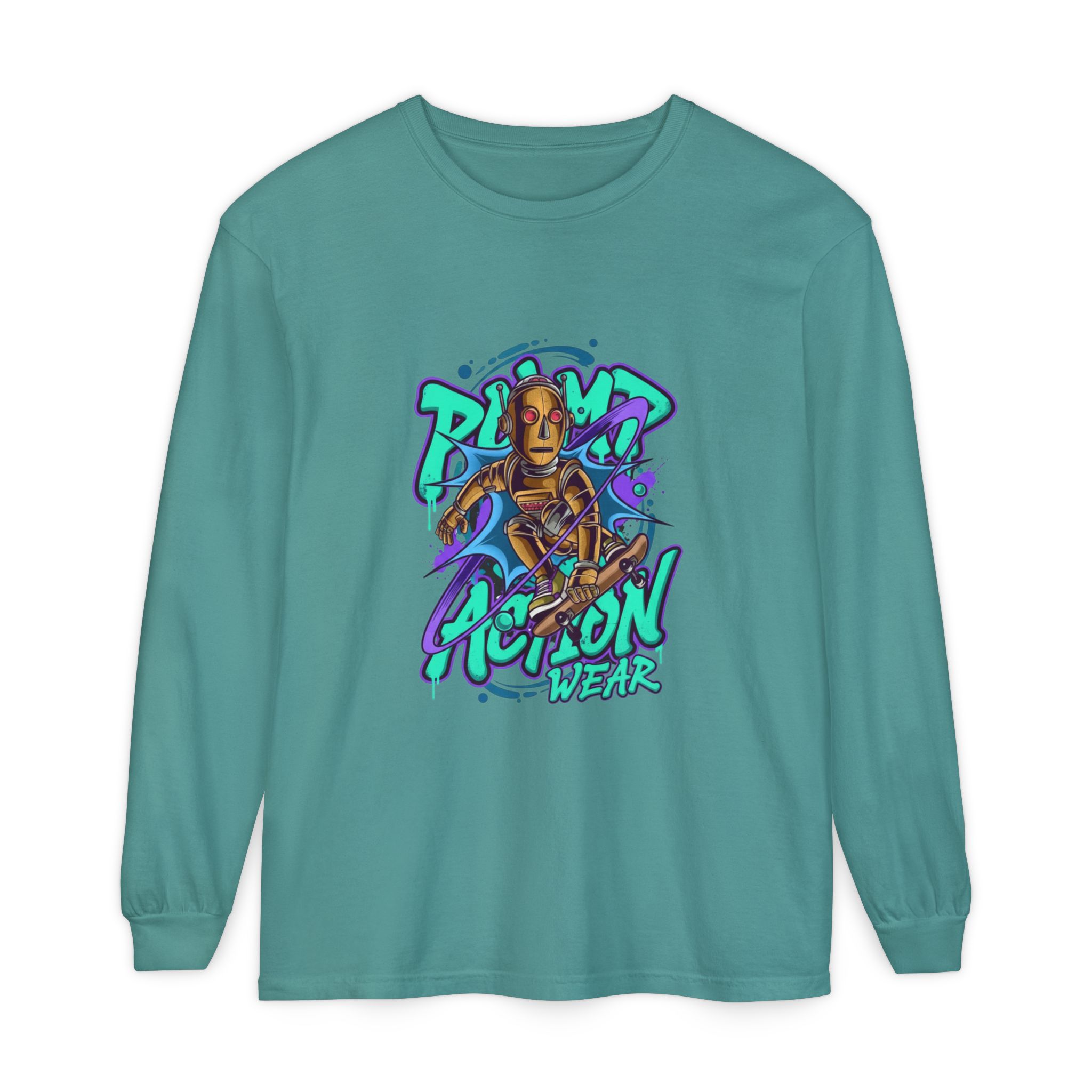 Retro Robot Graffiti Long Sleeve Tee - Image 49