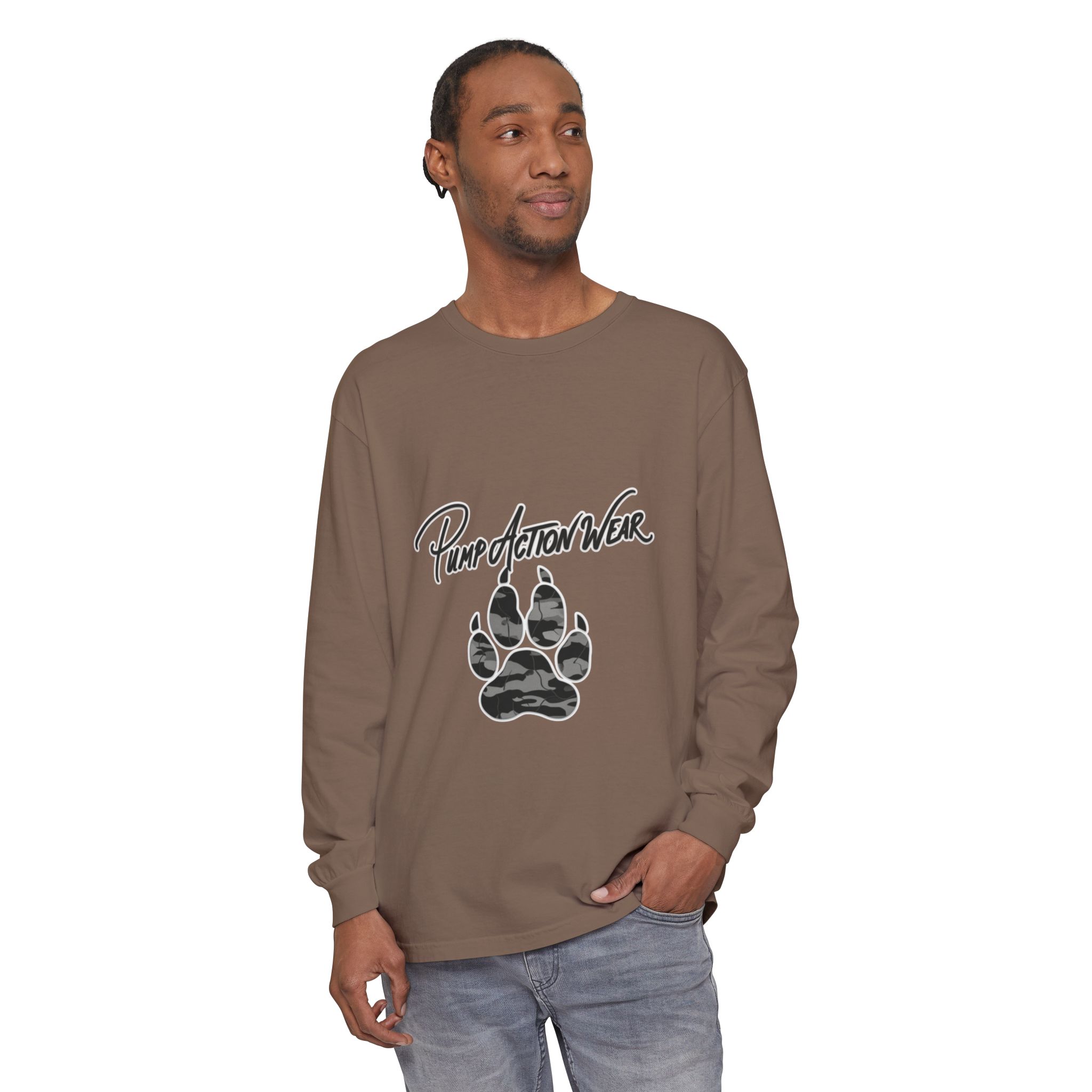Long Sleeve T-Shirt — "Pump Action Wear" Paw Print Graphic - Image 27