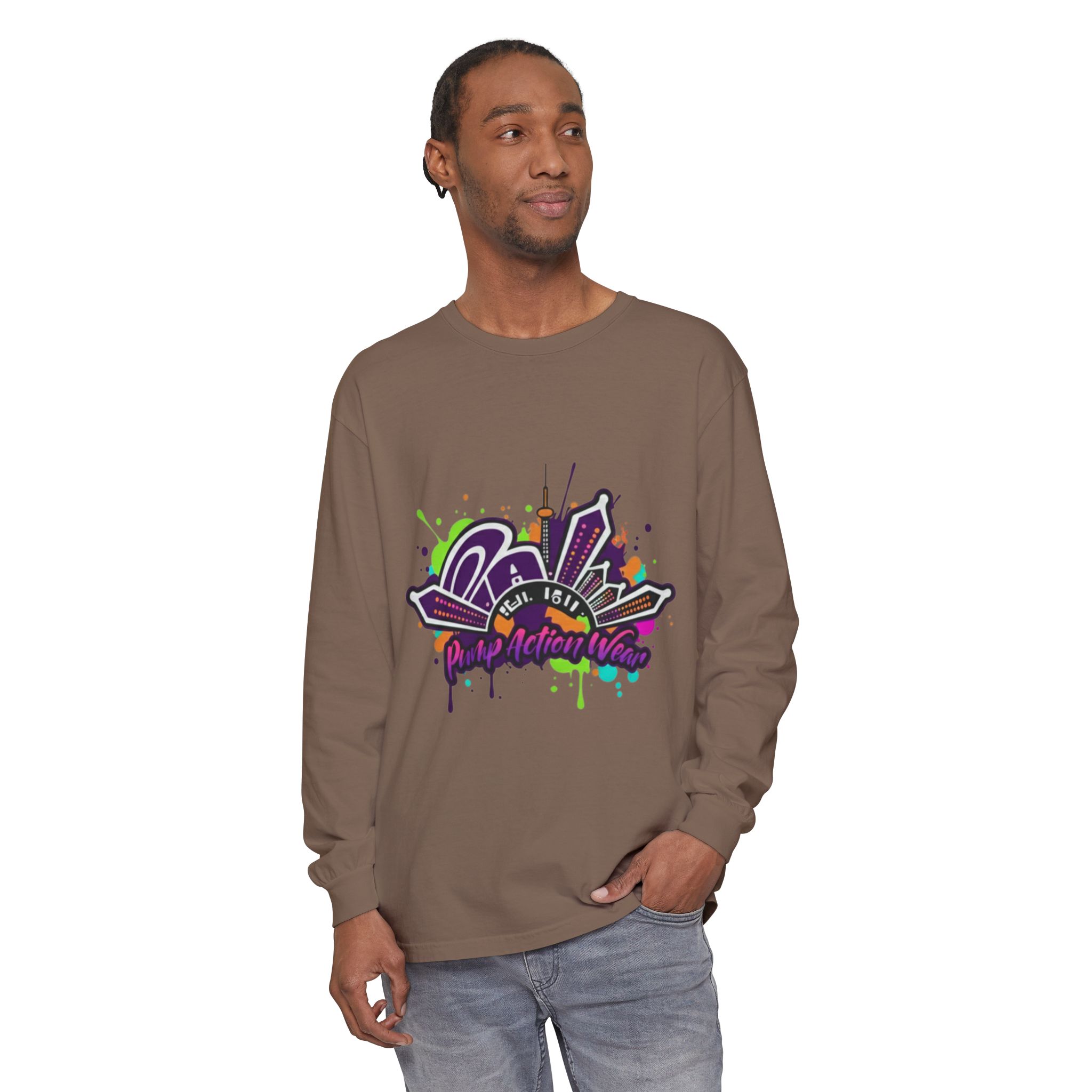 Long Sleeve T-Shirt — Colorful Urban Graffiti Skyline "One Day At A Time" - Image 27