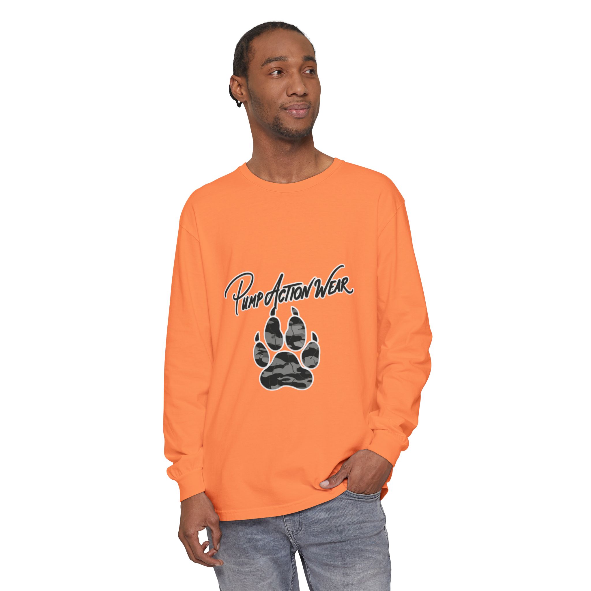 Long Sleeve T-Shirt — "Pump Action Wear" Paw Print Graphic - Image 7