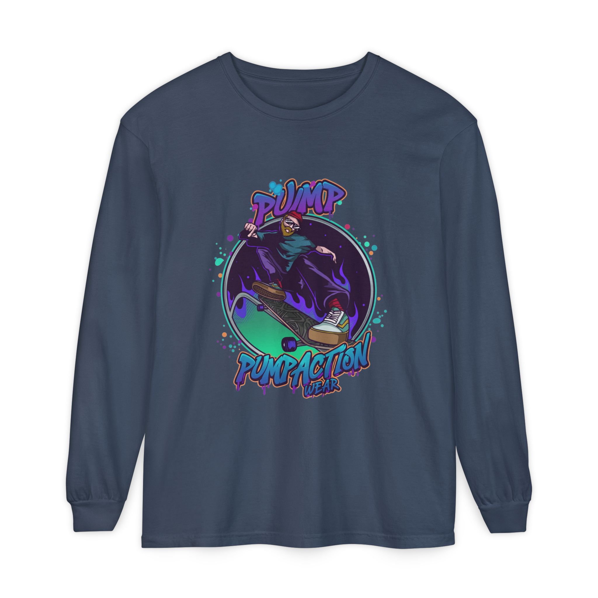 Pump Action Skateboard Long Sleeve Tee – Pump Action Graphic Shirt - Image 49