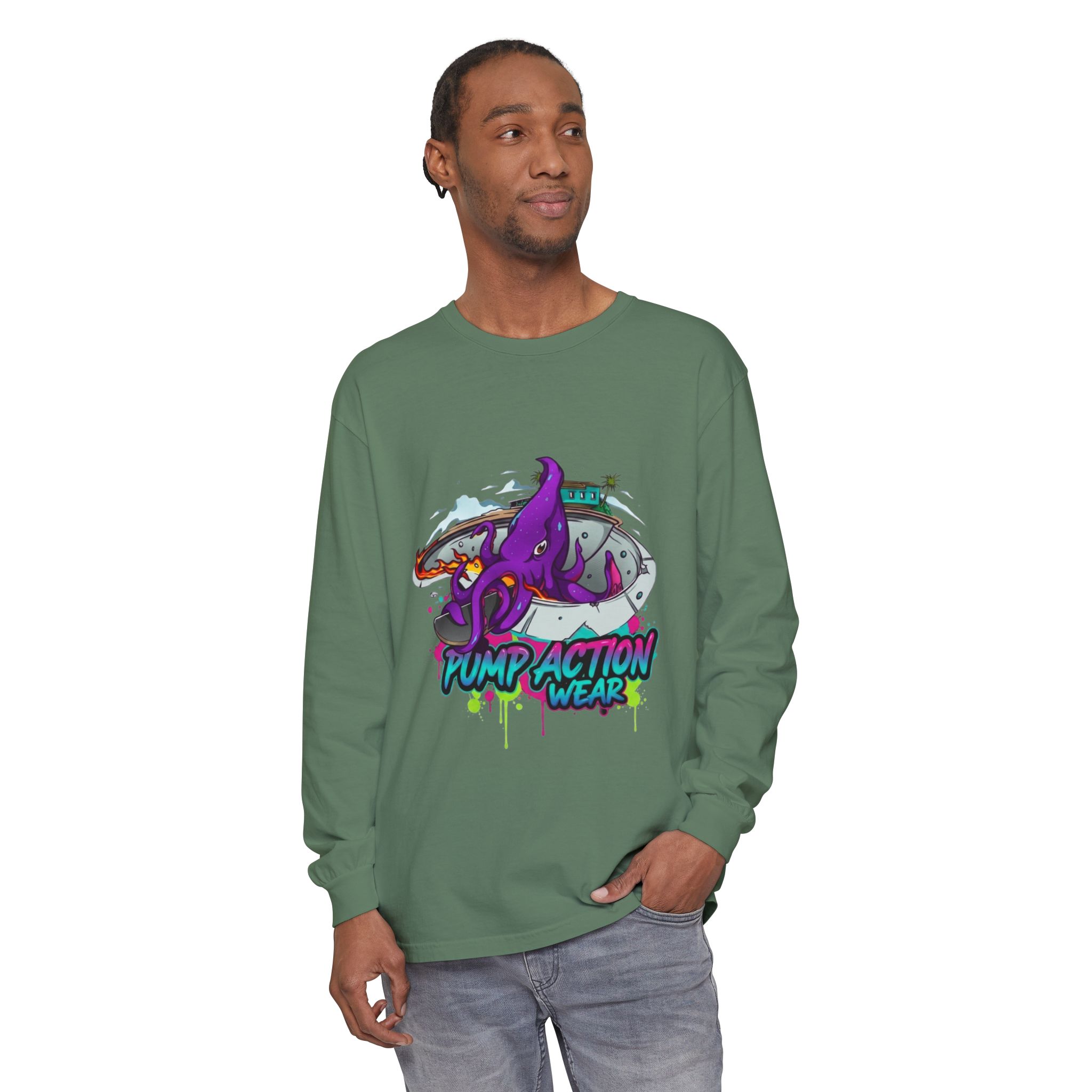 Octopus Skate Graphic Long Sleeve Tee - Image 47