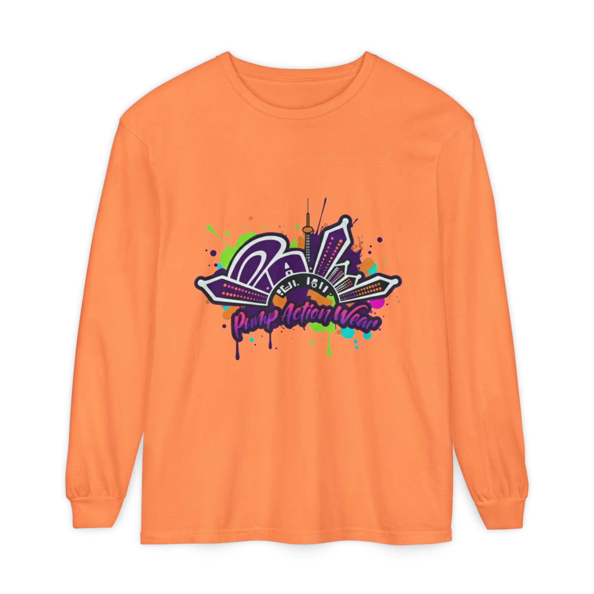 Long Sleeve T-Shirt — Colorful Urban Graffiti Skyline "One Day At A Time" - Image 5