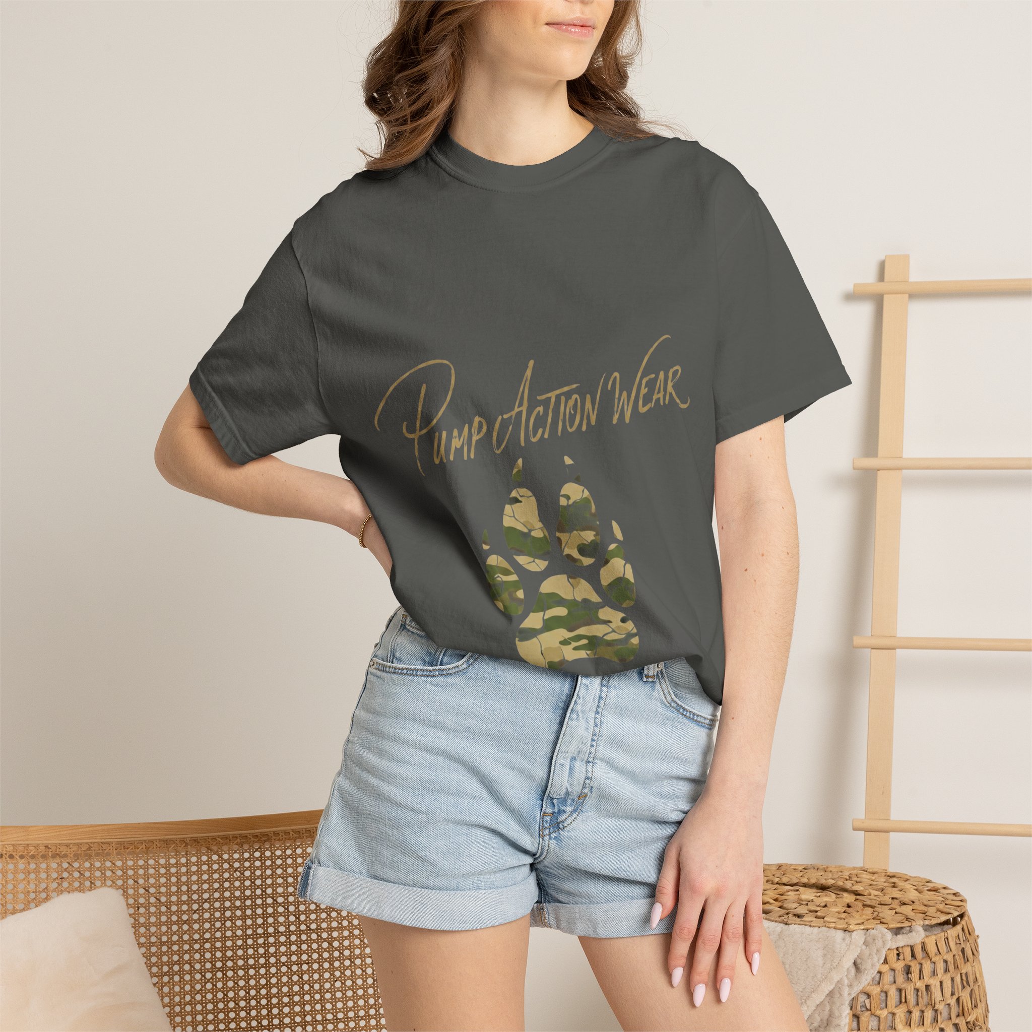 Paw Camo Tee — "Pump Action Wear" Graphic T-Shirt - Image 20