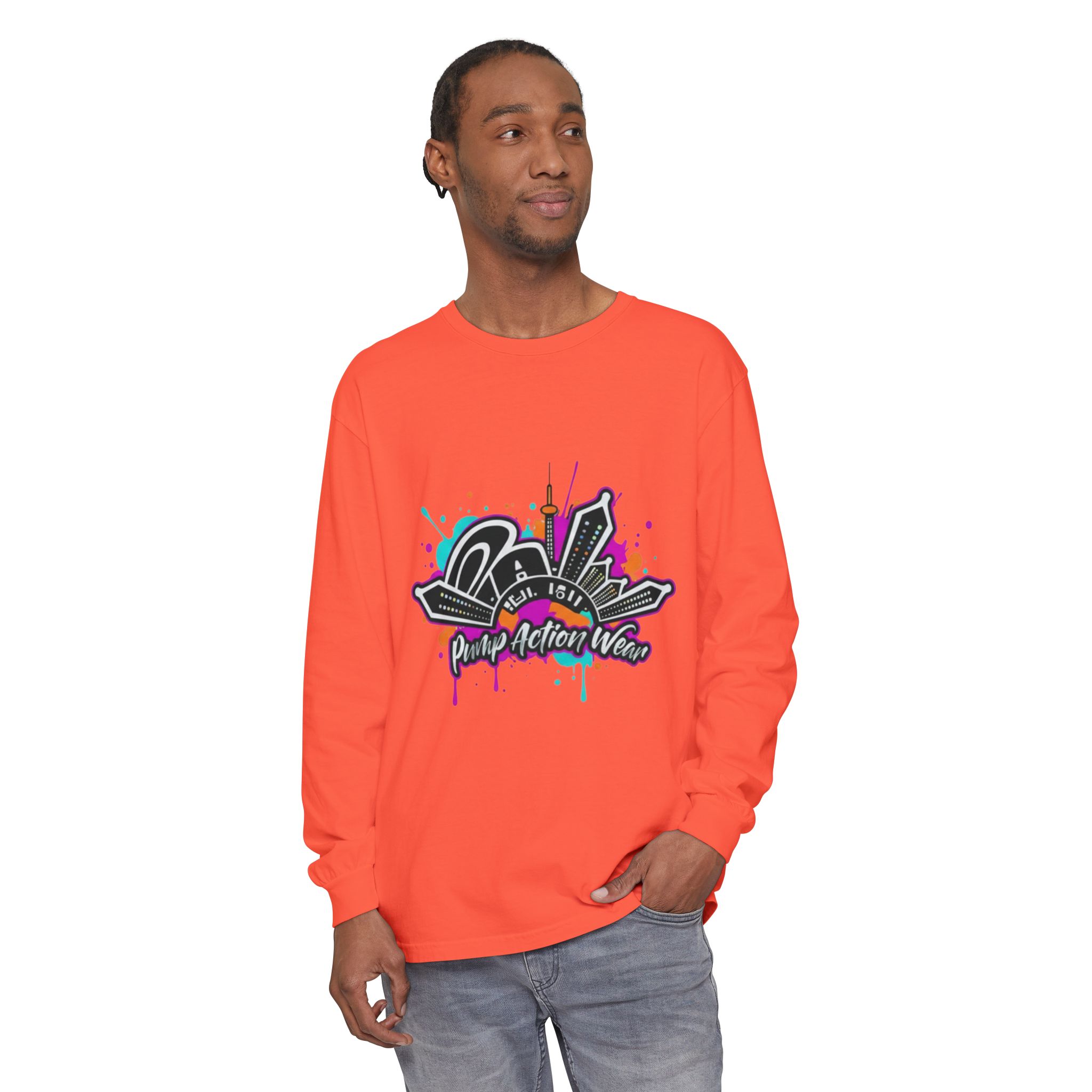Graffiti Skyline Long Sleeve T-Shirt — "Pump Action Wear" Streetwear Tee - Image 11