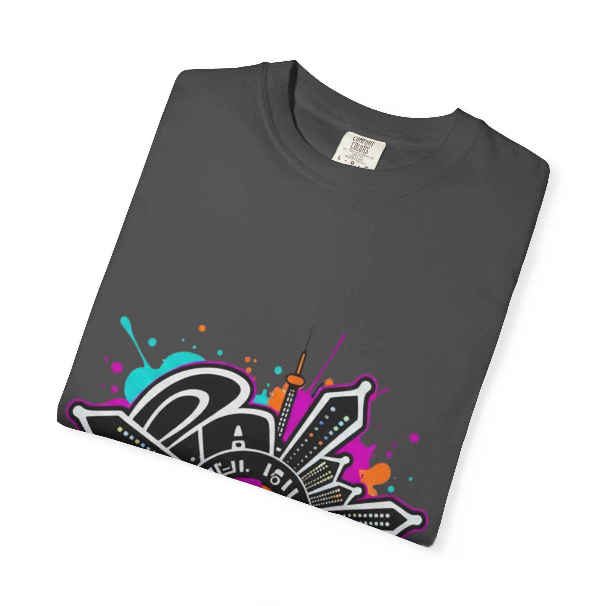 Graffiti Cityscape T-Shirt — Punk Action Wear Graphic Tee - Image 43