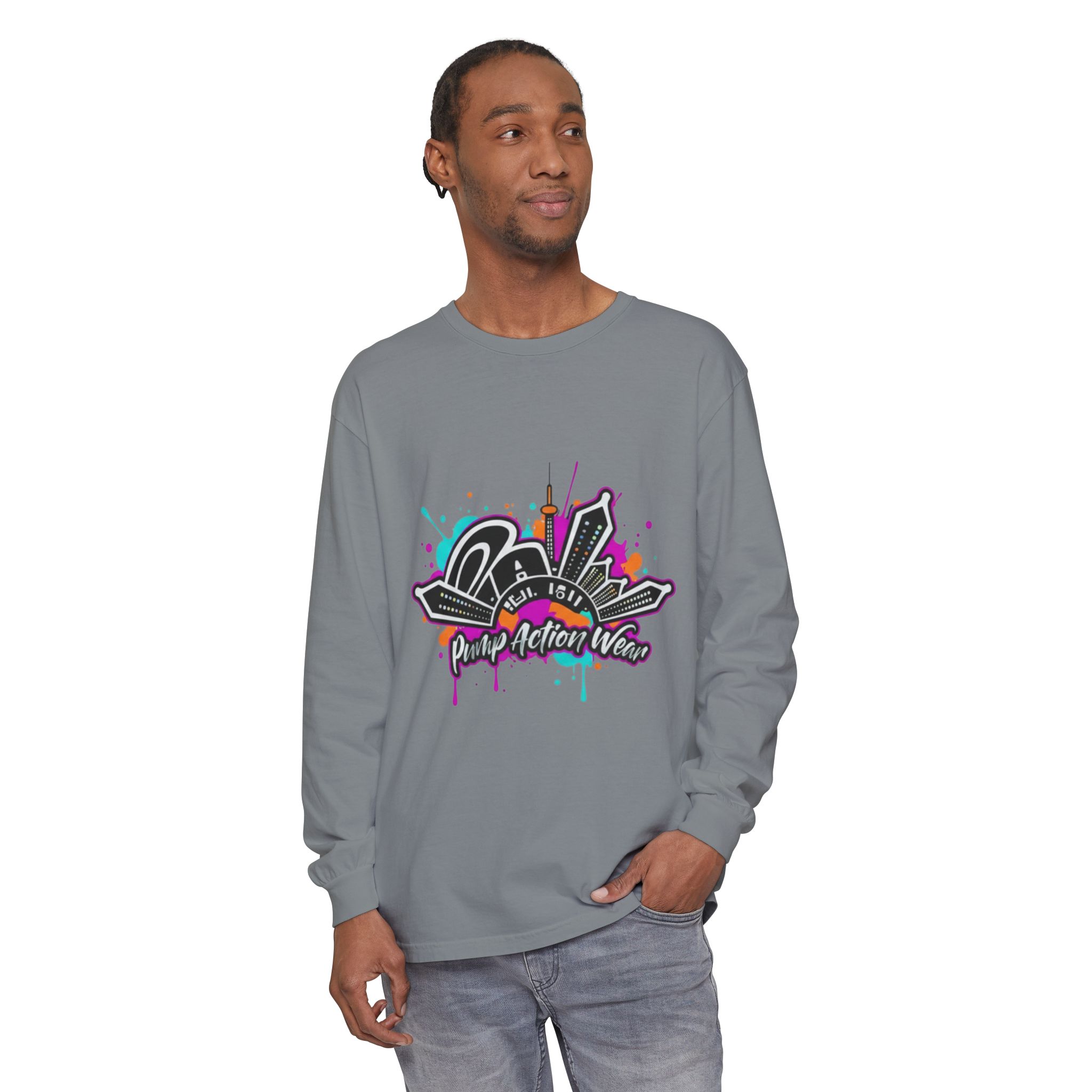 Graffiti Skyline Long Sleeve T-Shirt — "Pump Action Wear" Streetwear Tee - Image 55