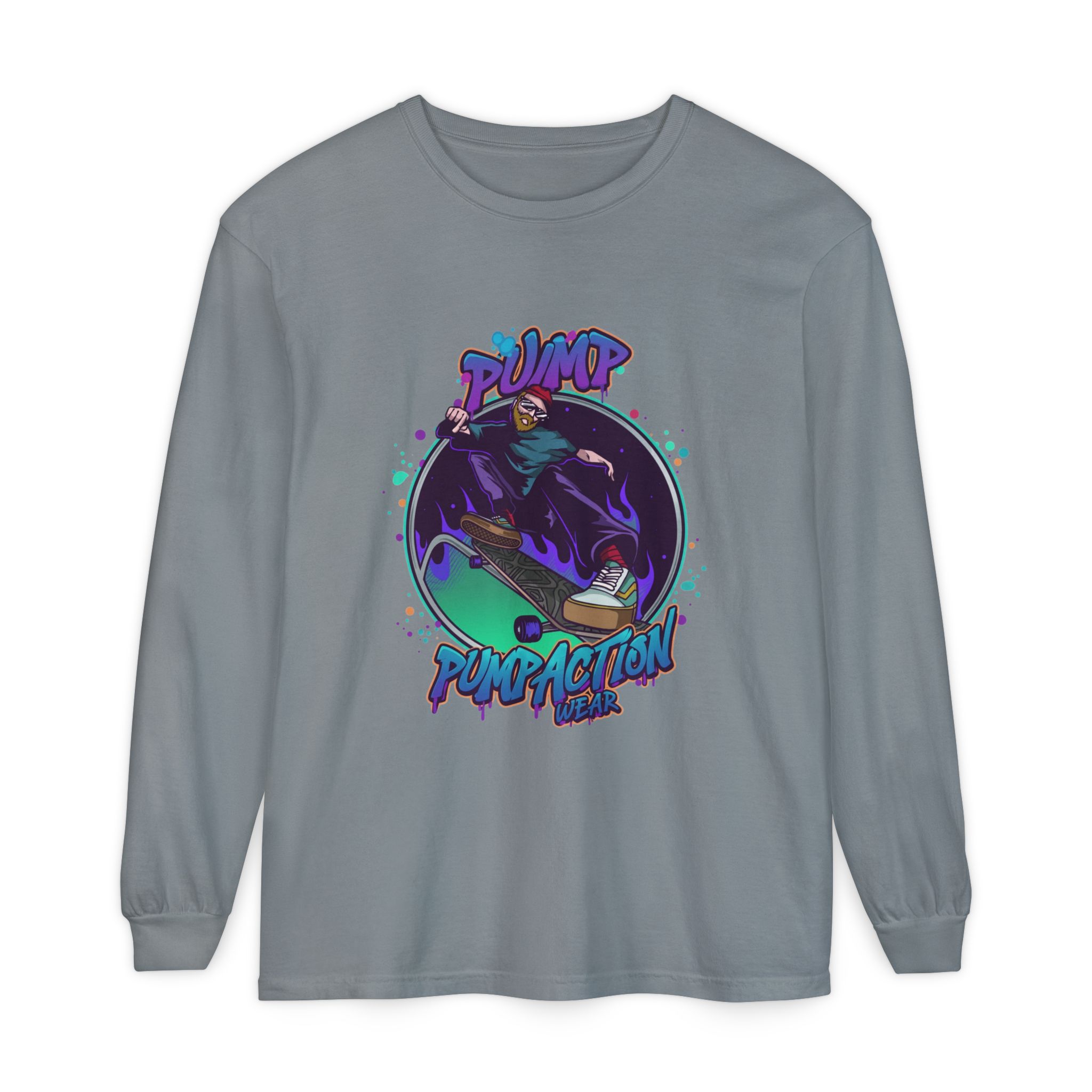 Pump Action Skateboard Long Sleeve Tee – Pump Action Graphic Shirt - Image 45