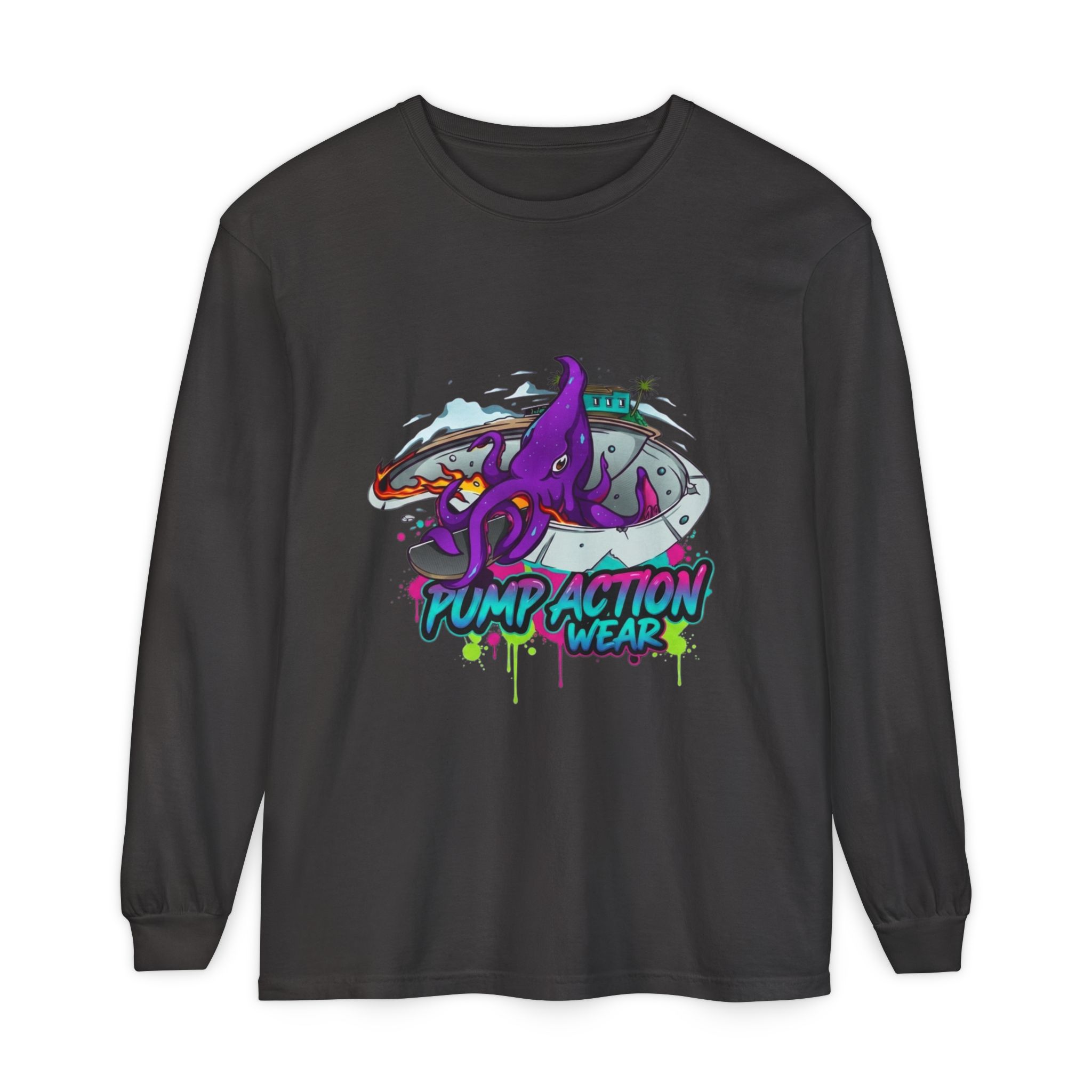 Octopus Skate Graphic Long Sleeve Tee - Image 53
