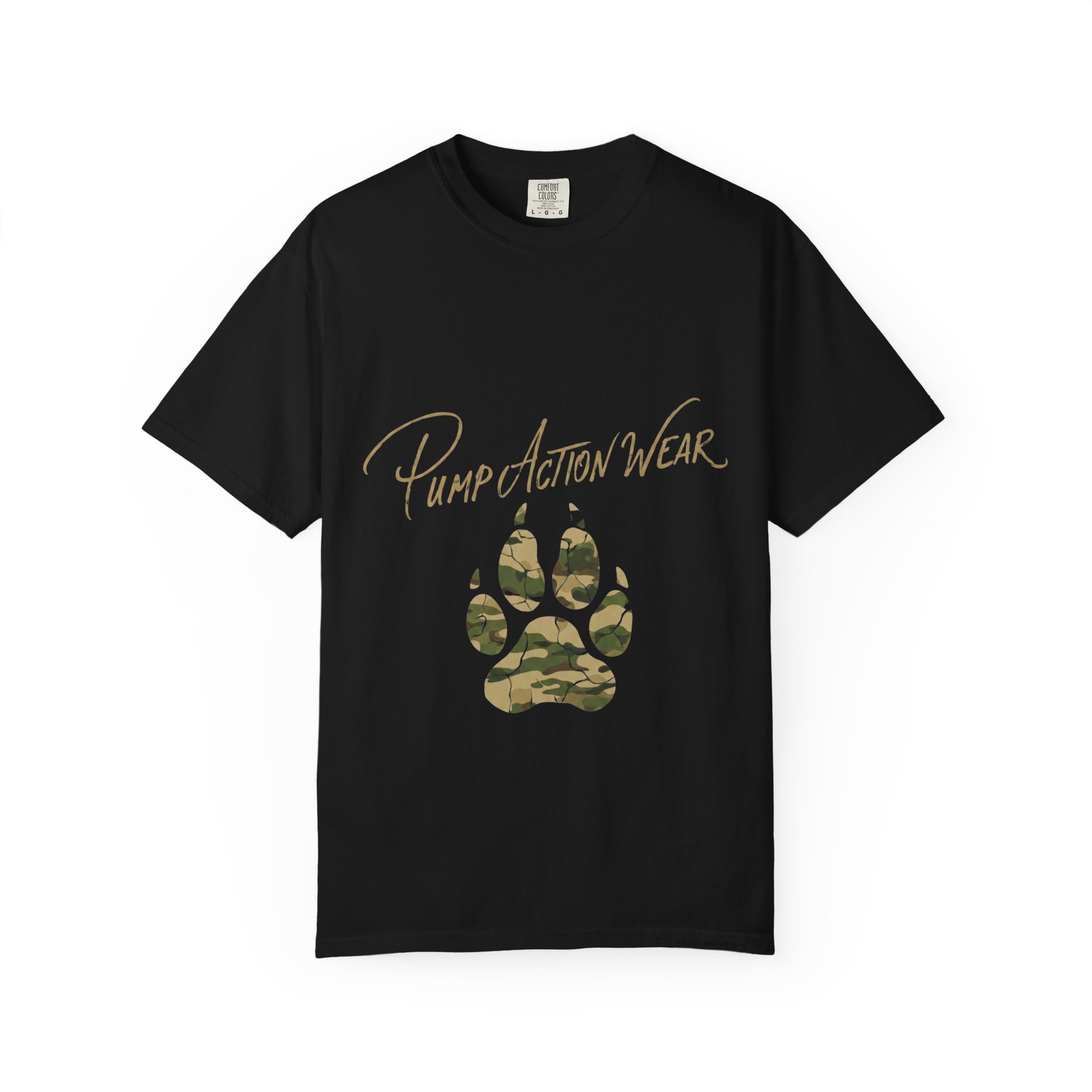 Paw Camo Tee — "Pump Action Wear" Graphic T-Shirt - Image 45