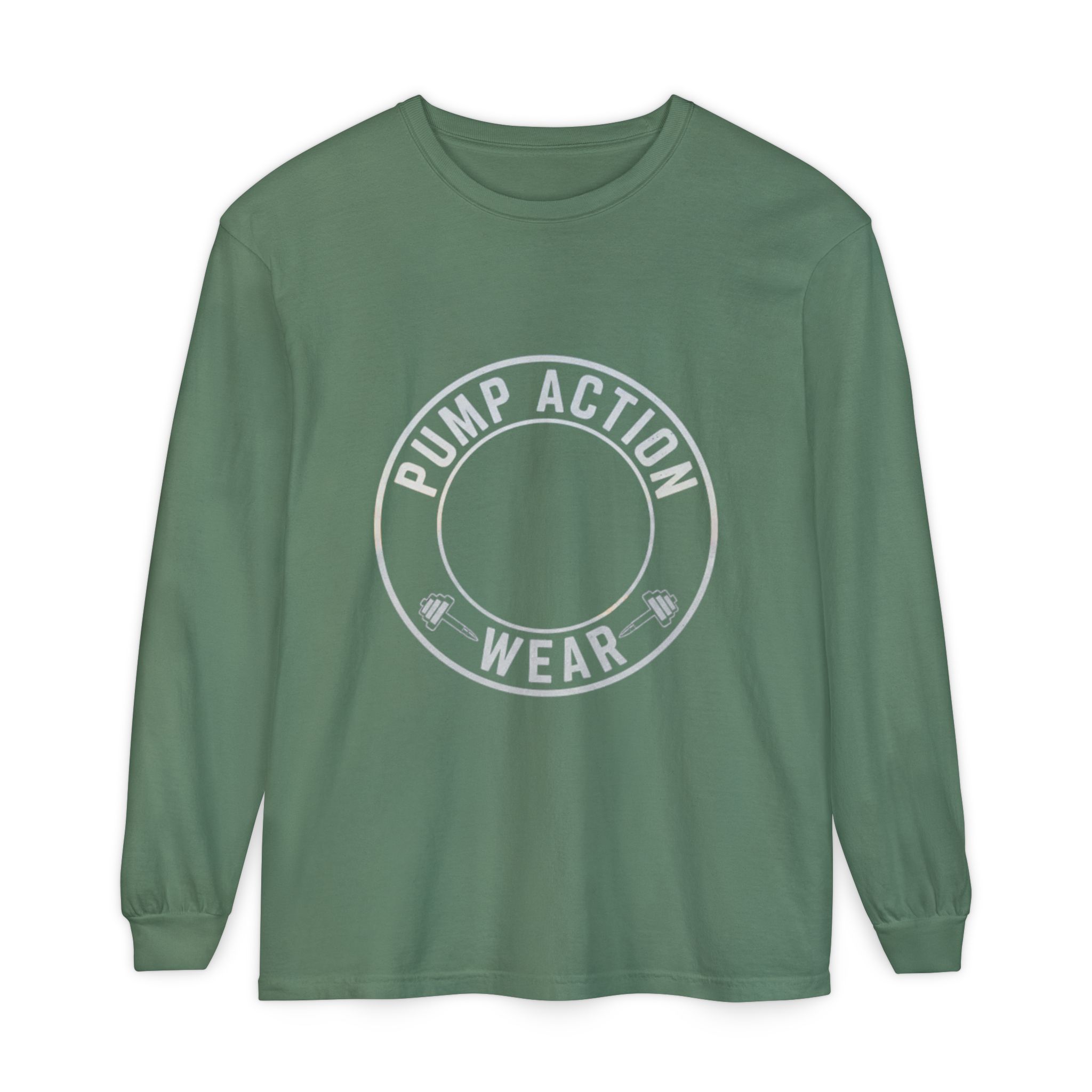 Pump Action Wear Long Sleeve Tee — Minimal Logo Casual Shirt - Image 49