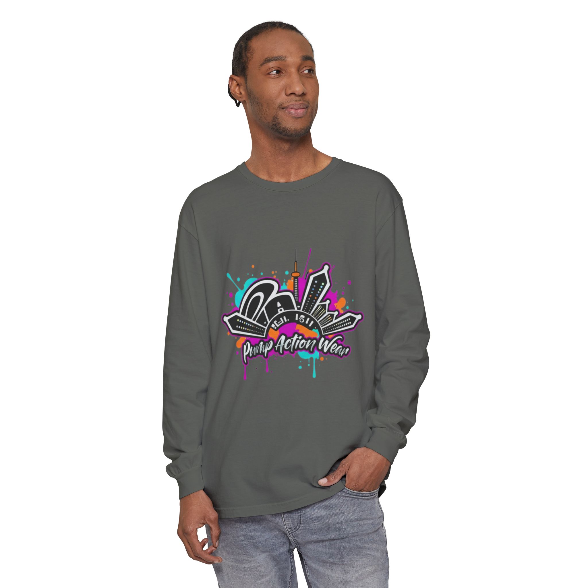 Graffiti Skyline Long Sleeve T-Shirt — "Pump Action Wear" Streetwear Tee - Image 39