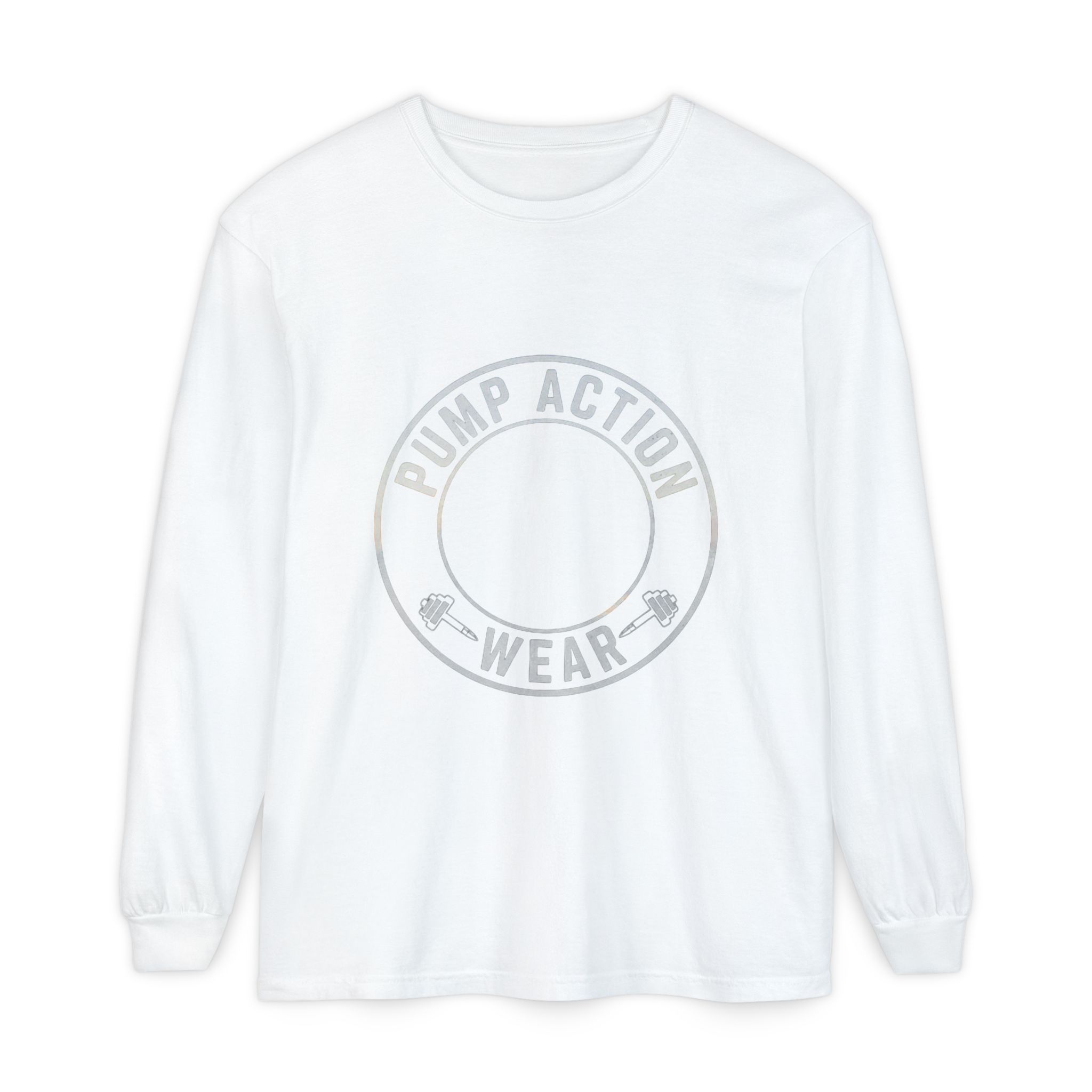 Pump Action Wear Long Sleeve Tee — Minimal Logo Casual Shirt