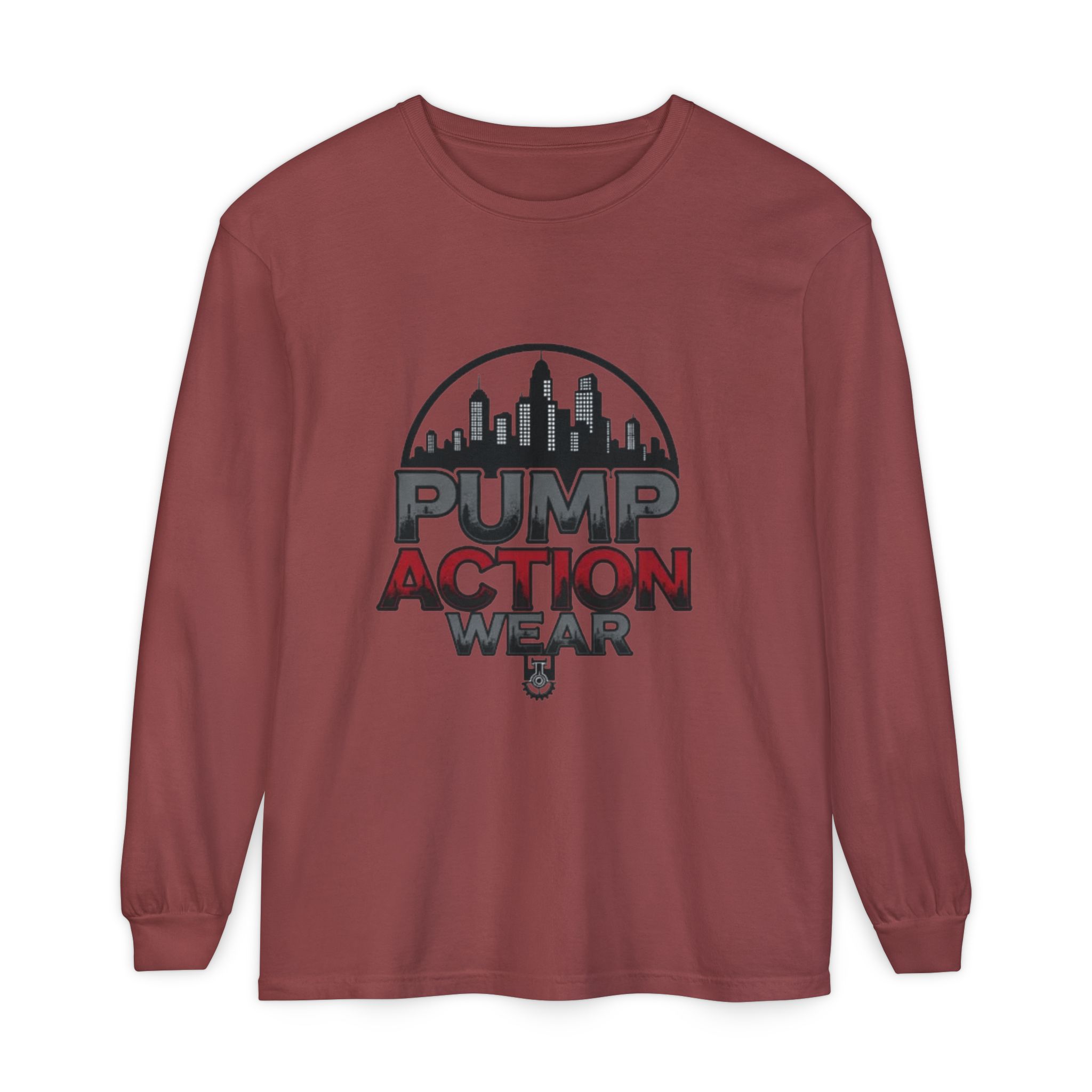 Pump Action Wear Long Sleeve Tee – Urban Skyline Graphic - Image 13