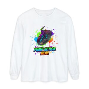Long Sleeve T-Shirt — "Pump Action Wear" Paint-Splash Skate Graphic