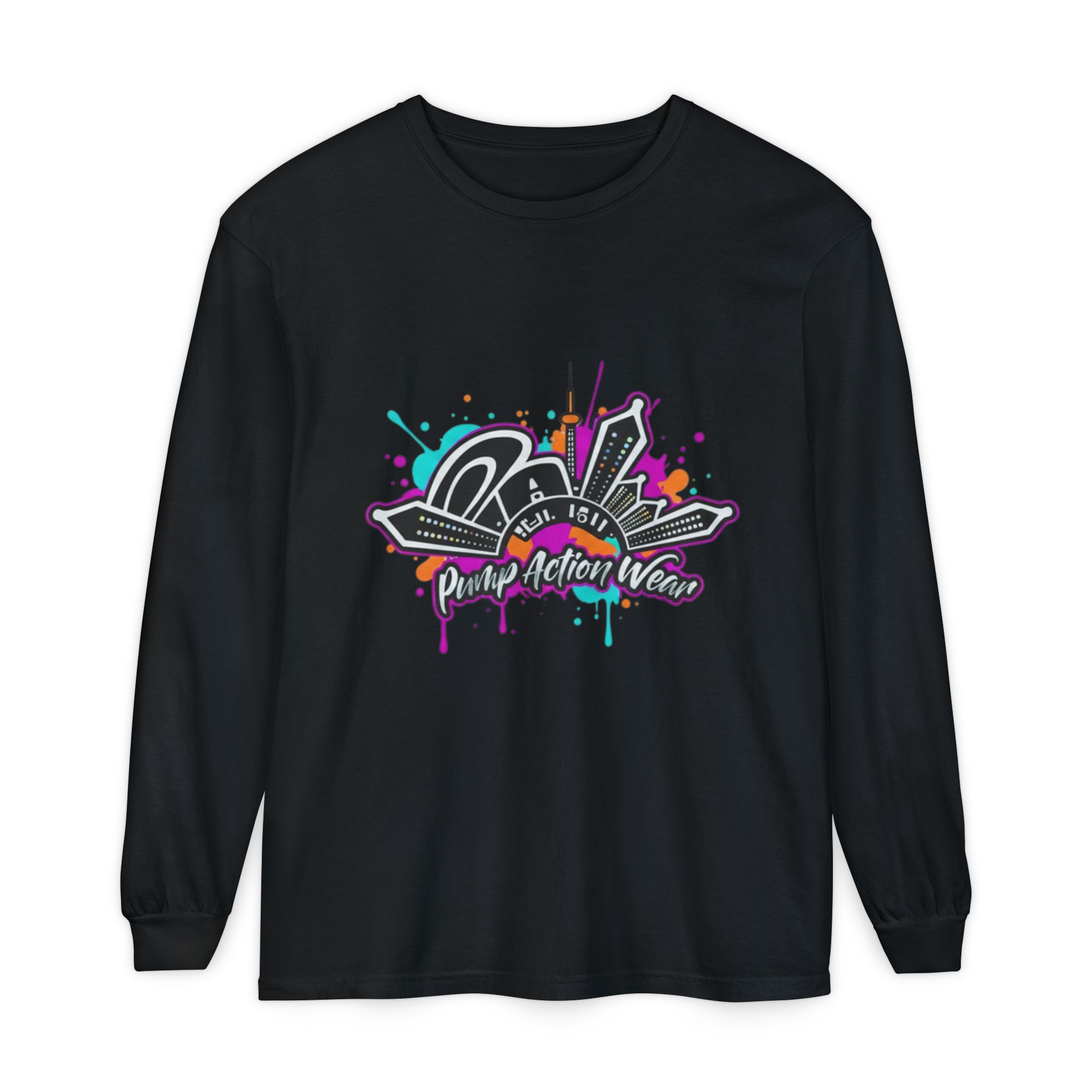Graffiti Skyline Long Sleeve T-Shirt — "Pump Action Wear" Streetwear Tee - Image 61