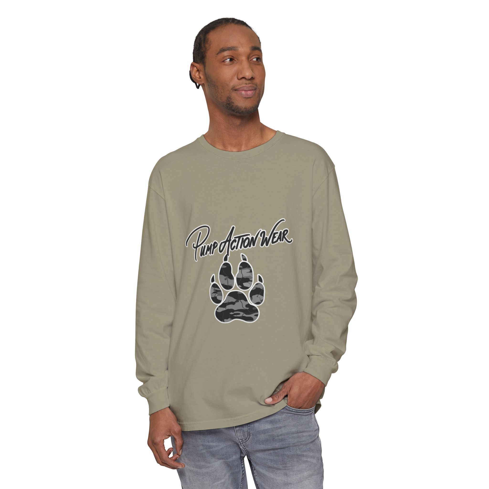 Long Sleeve T-Shirt — "Pump Action Wear" Paw Print Graphic - Image 35