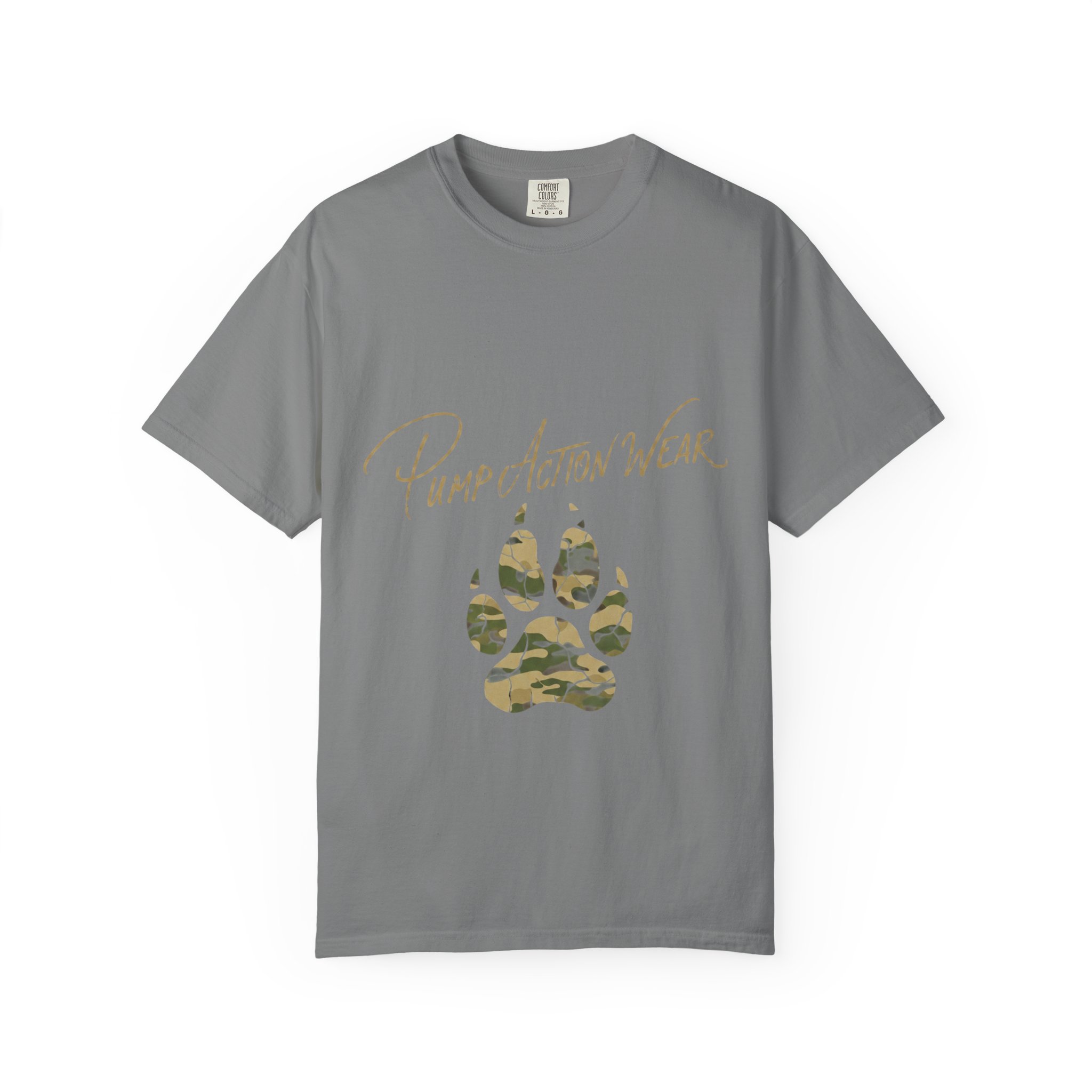 Paw Camo Tee — "Pump Action Wear" Graphic T-Shirt - Image 21