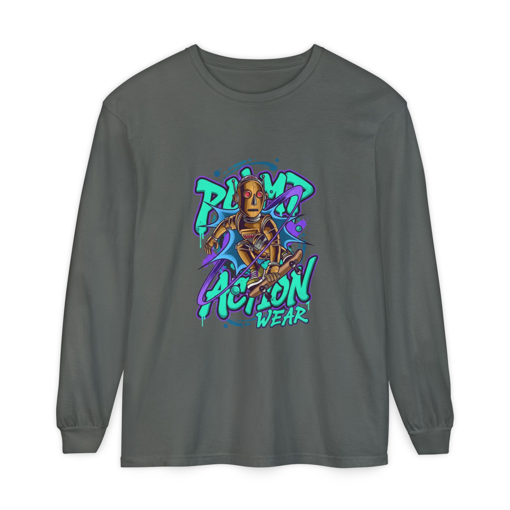 Retro Robot Graffiti Long Sleeve Tee - Image 29