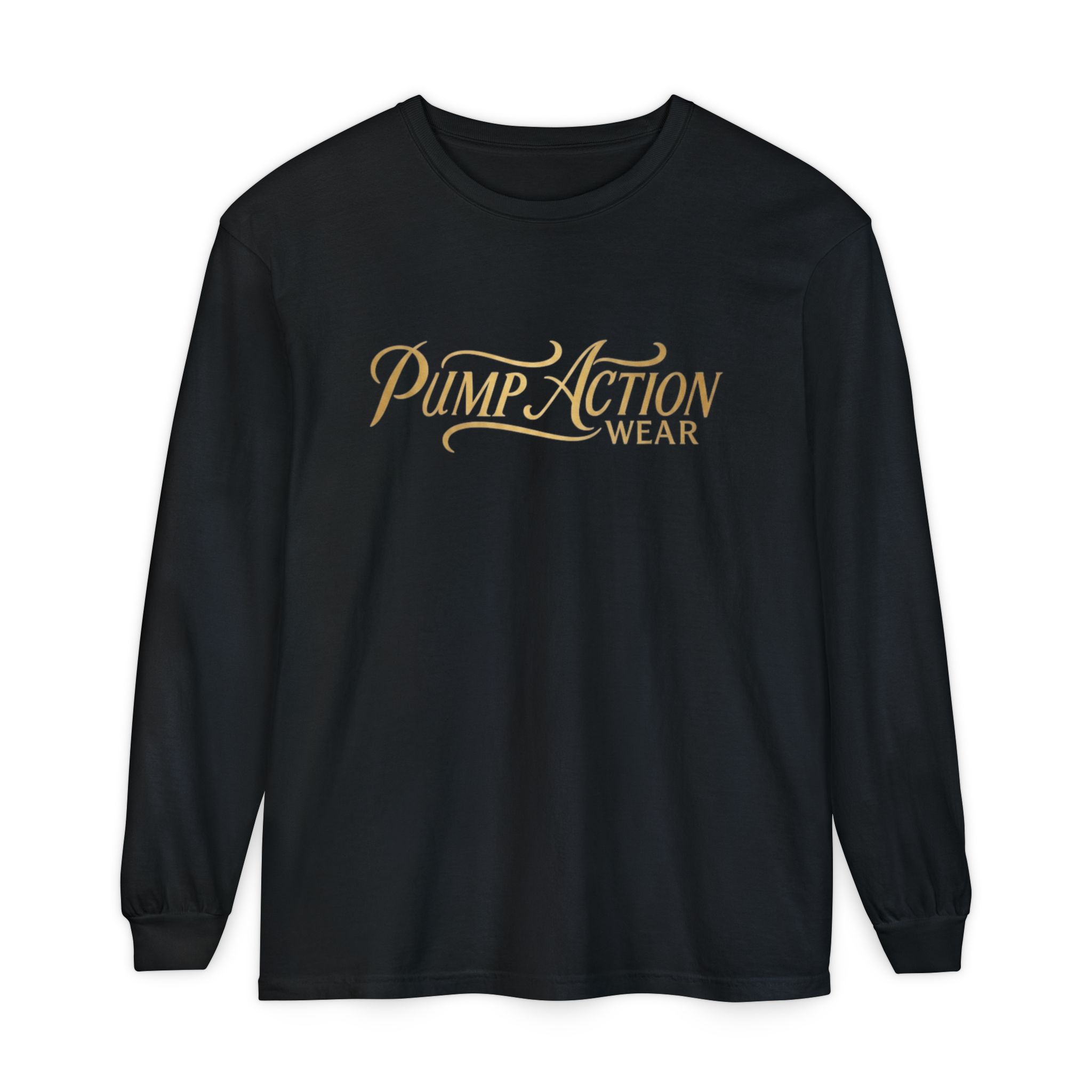 Pump Action Wear Long Sleeve Tee — Script Logo Graphic Shirt - Image 61